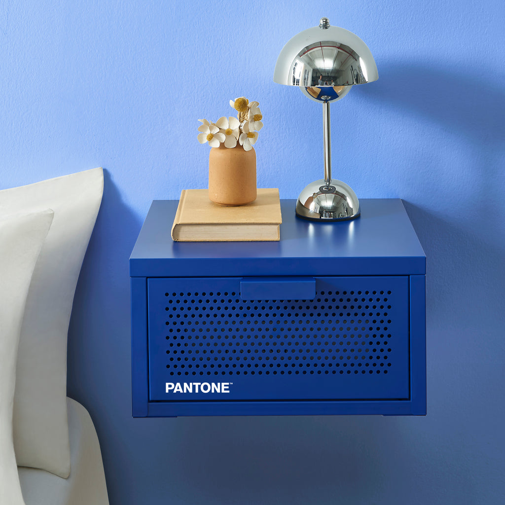 PANTONE® Metal Wall-Mounted Nightstand – Electric blue