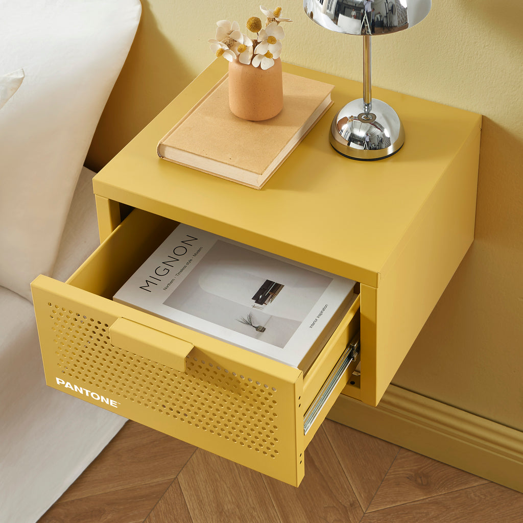 PANTONE® Metal Wall-Mounted Nightstand – Mustard