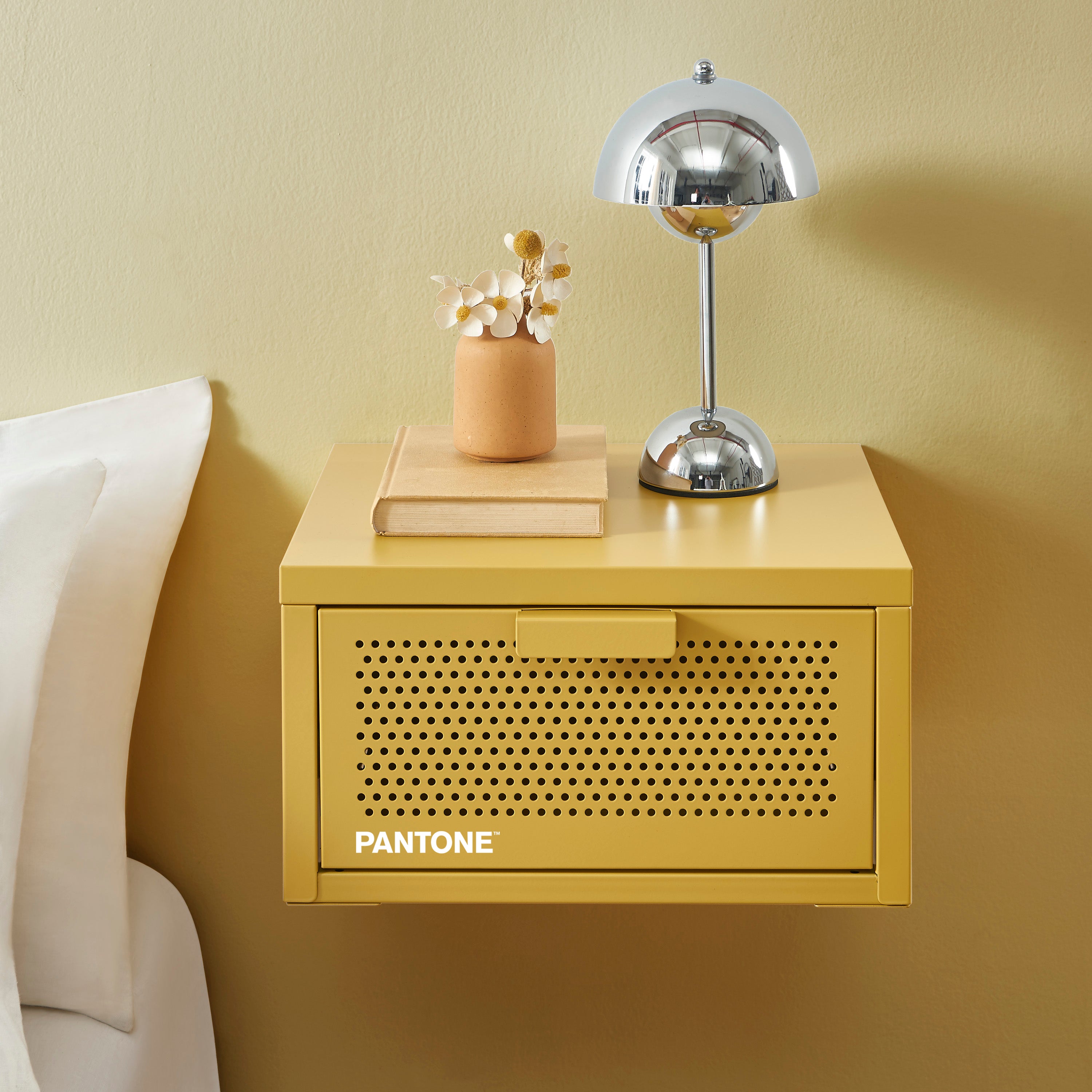 PANTONE® Metal Wall-Mounted Nightstand – Mustard