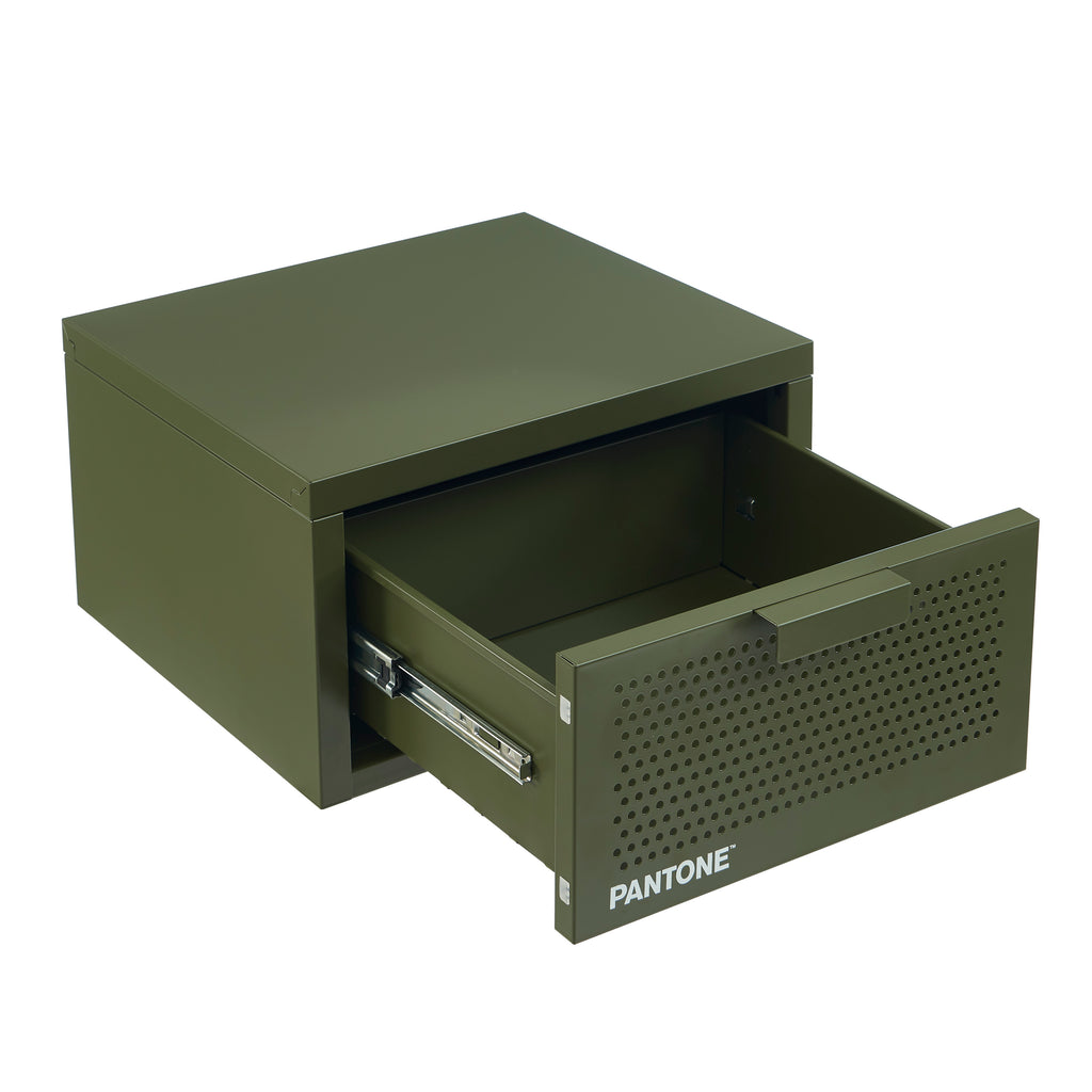 PANTONE® Metal Wall-Mounted Nightstand – Olive green