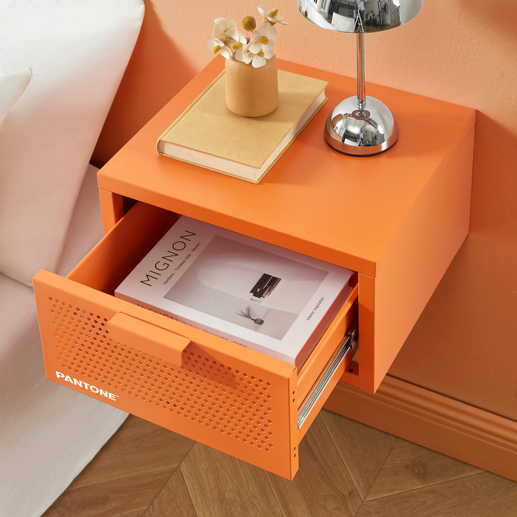 PANTONE® Metal Wall-Mounted Nightstand – Orange