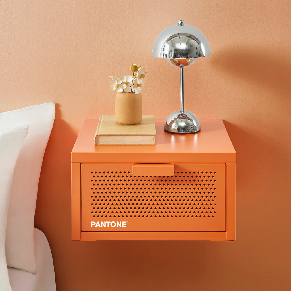 PANTONE® Metal Wall-Mounted Nightstand – Orange