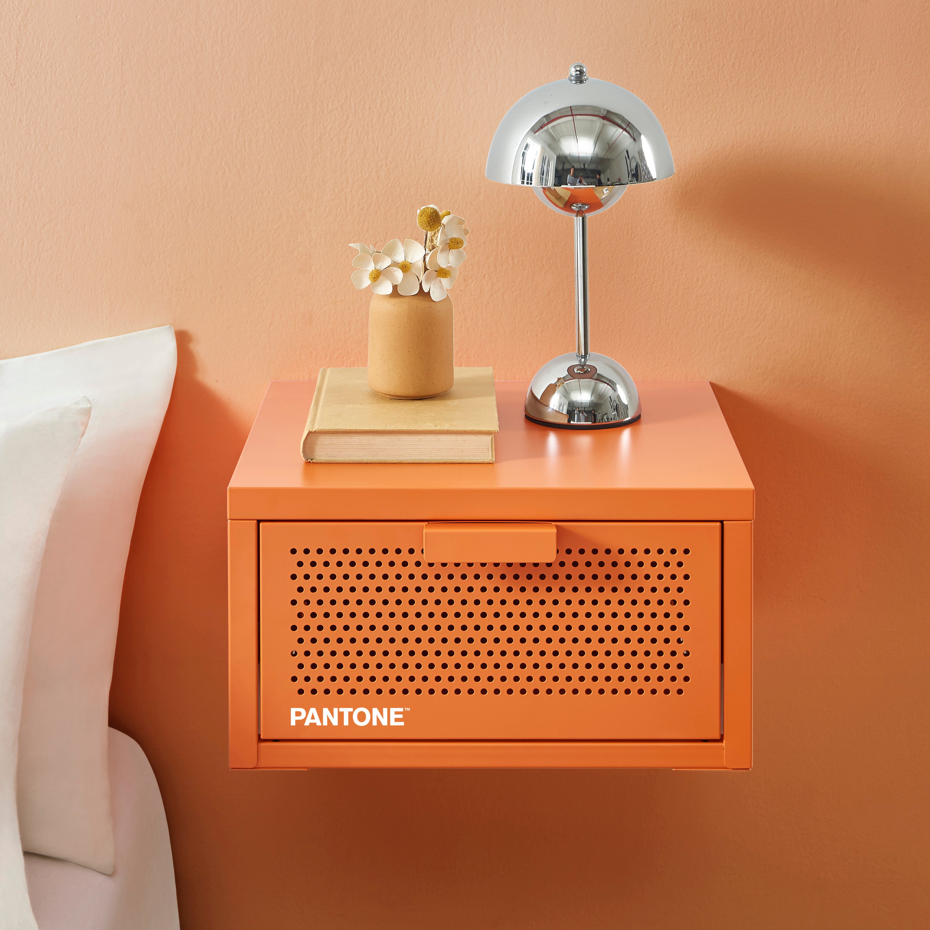 PANTONE® Metal Wall-Mounted Nightstand – Orange
