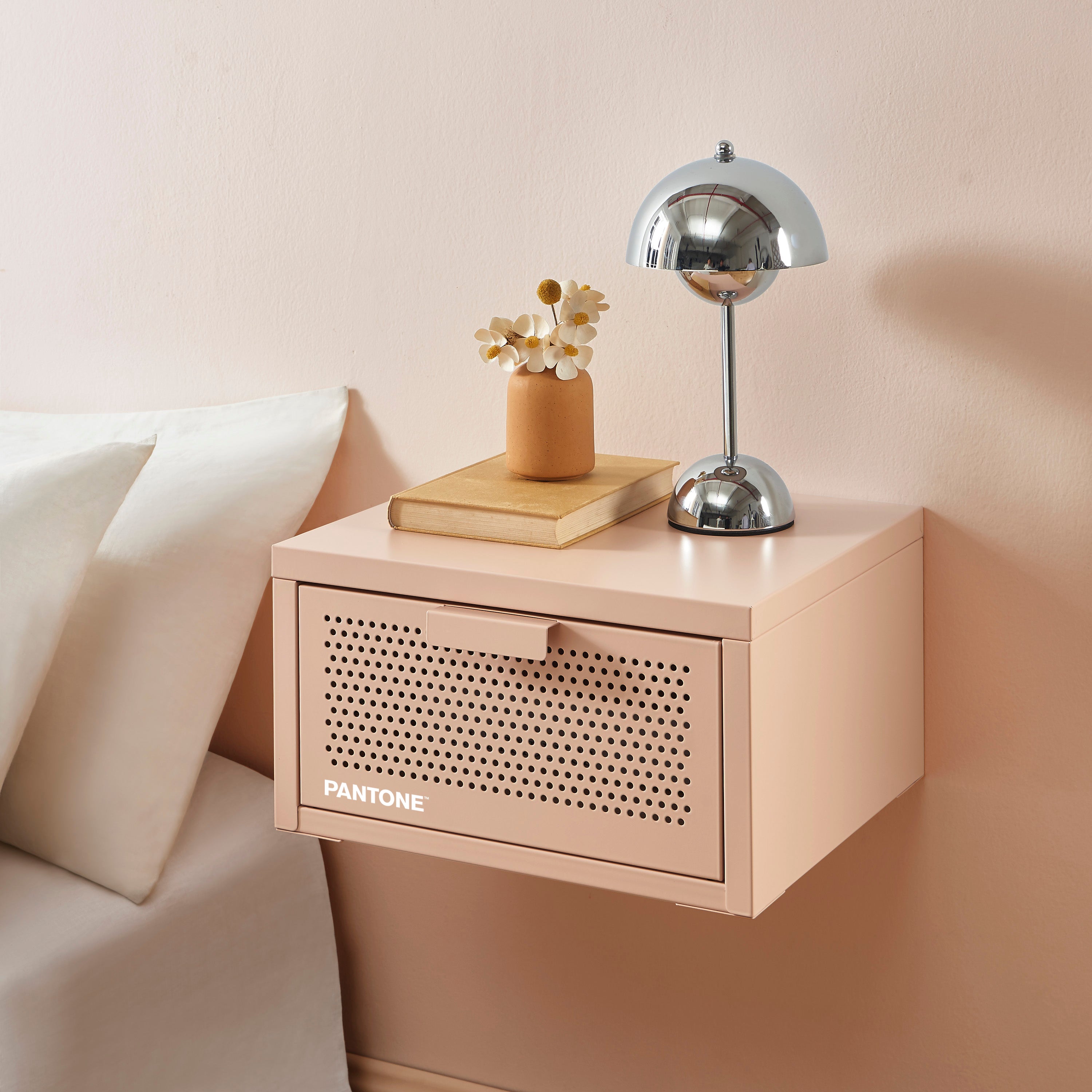 PANTONE® Metal Wall-Mounted Nightstand – Pink