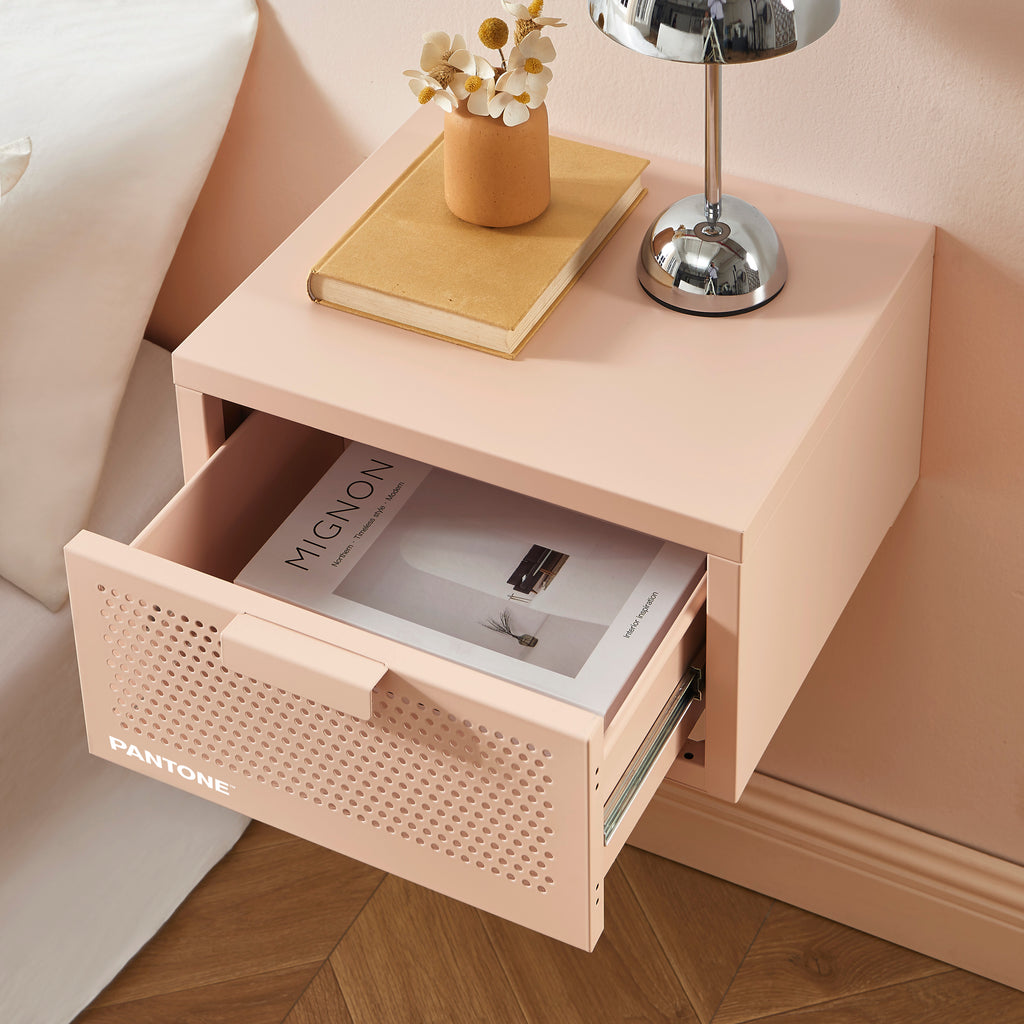 PANTONE® Metal Wall-Mounted Nightstand – Pink