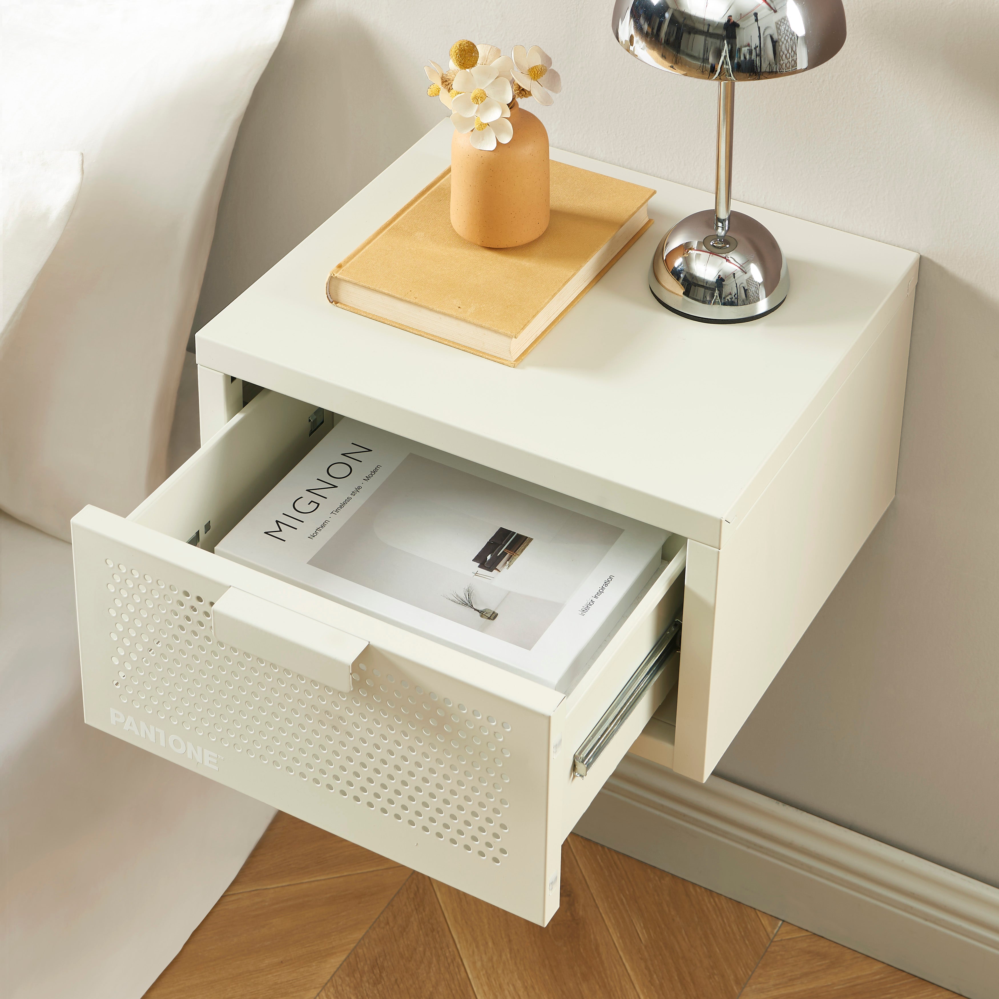 PANTONE® Metal Wall-Mounted Nightstand – Sand