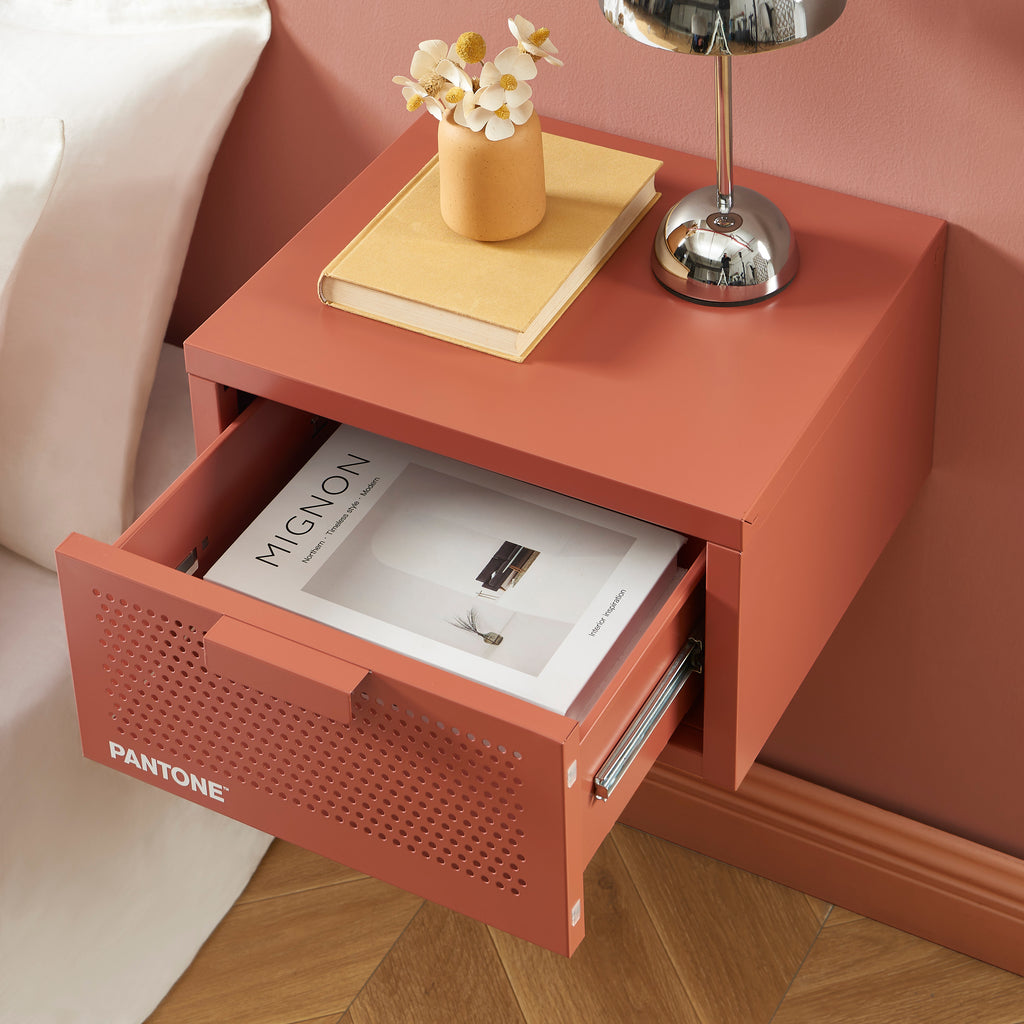 PANTONE® Metal Wall-Mounted Nightstand – Terracotta