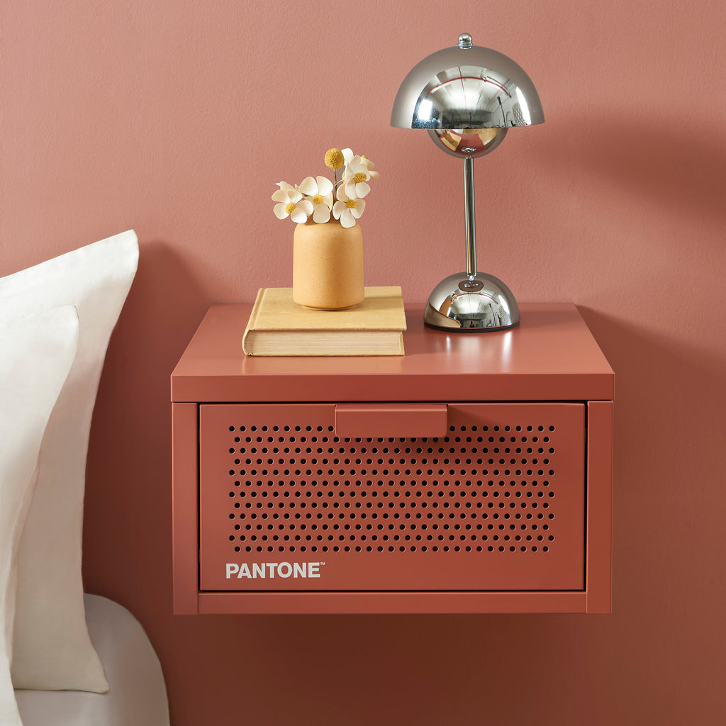 PANTONE® Metal Wall-Mounted Nightstand – Terracotta