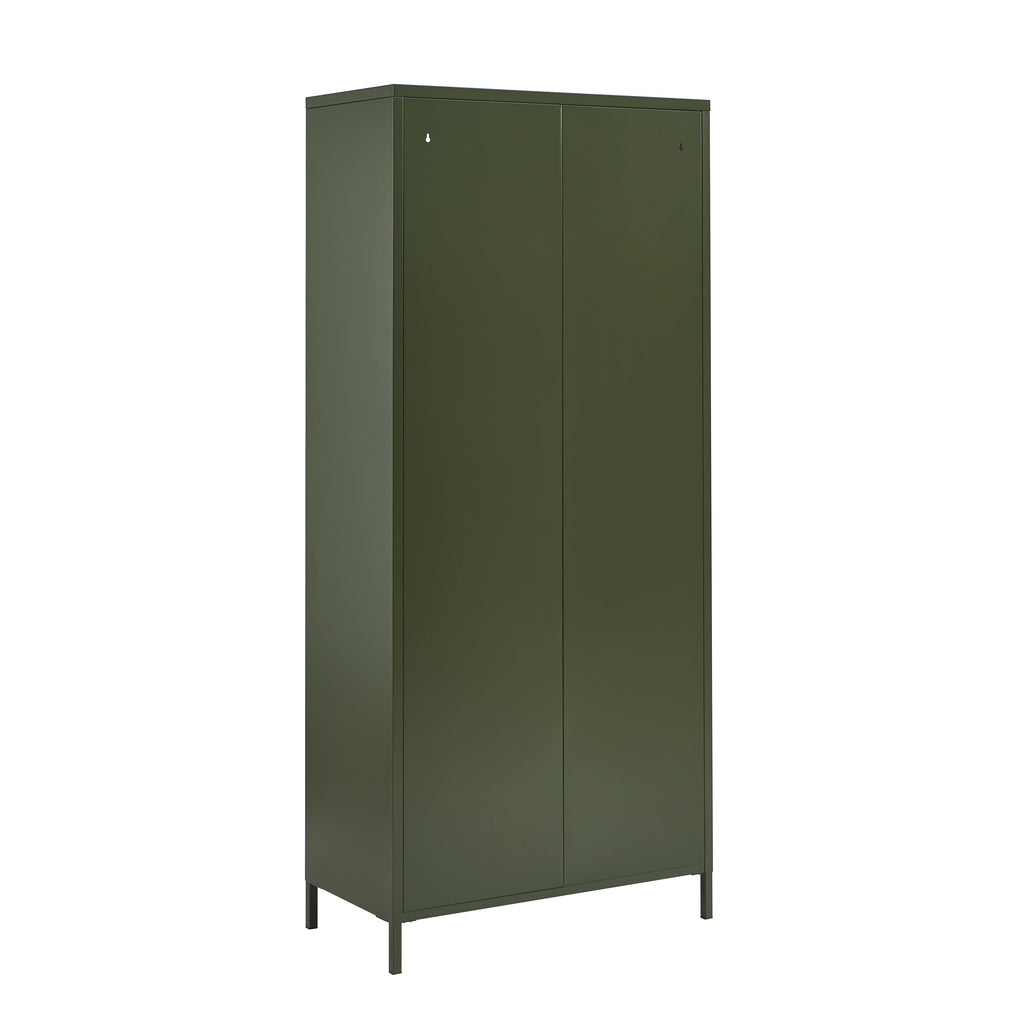 PANTONE® Fluted Glass Metal Display Cabinet – Olive green