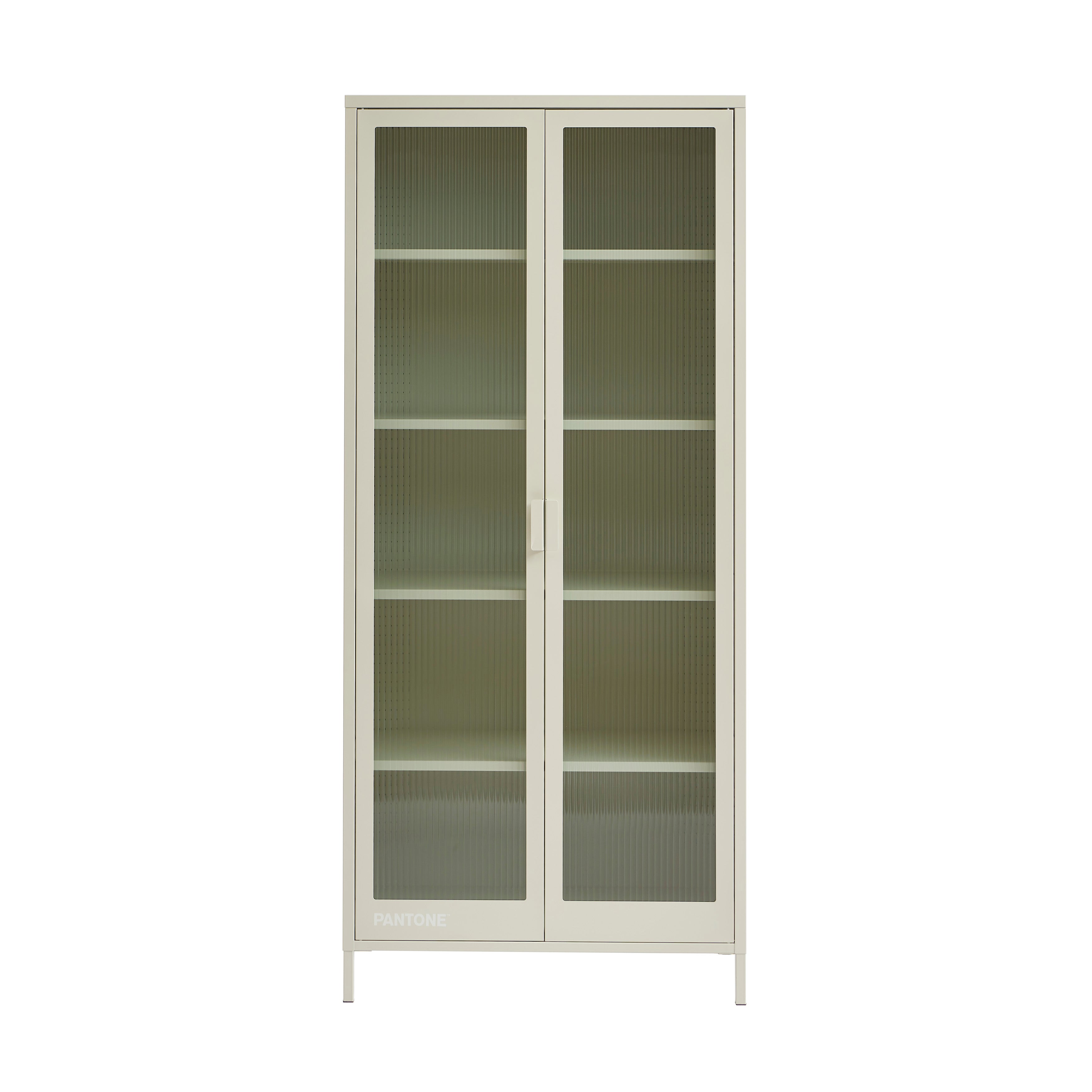 PANTONE® Fluted Glass Metal Display Cabinet – Sand