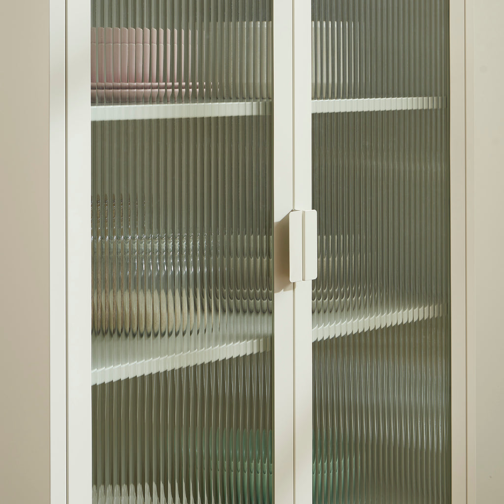 PANTONE® Fluted Glass Metal Display Cabinet – Sand