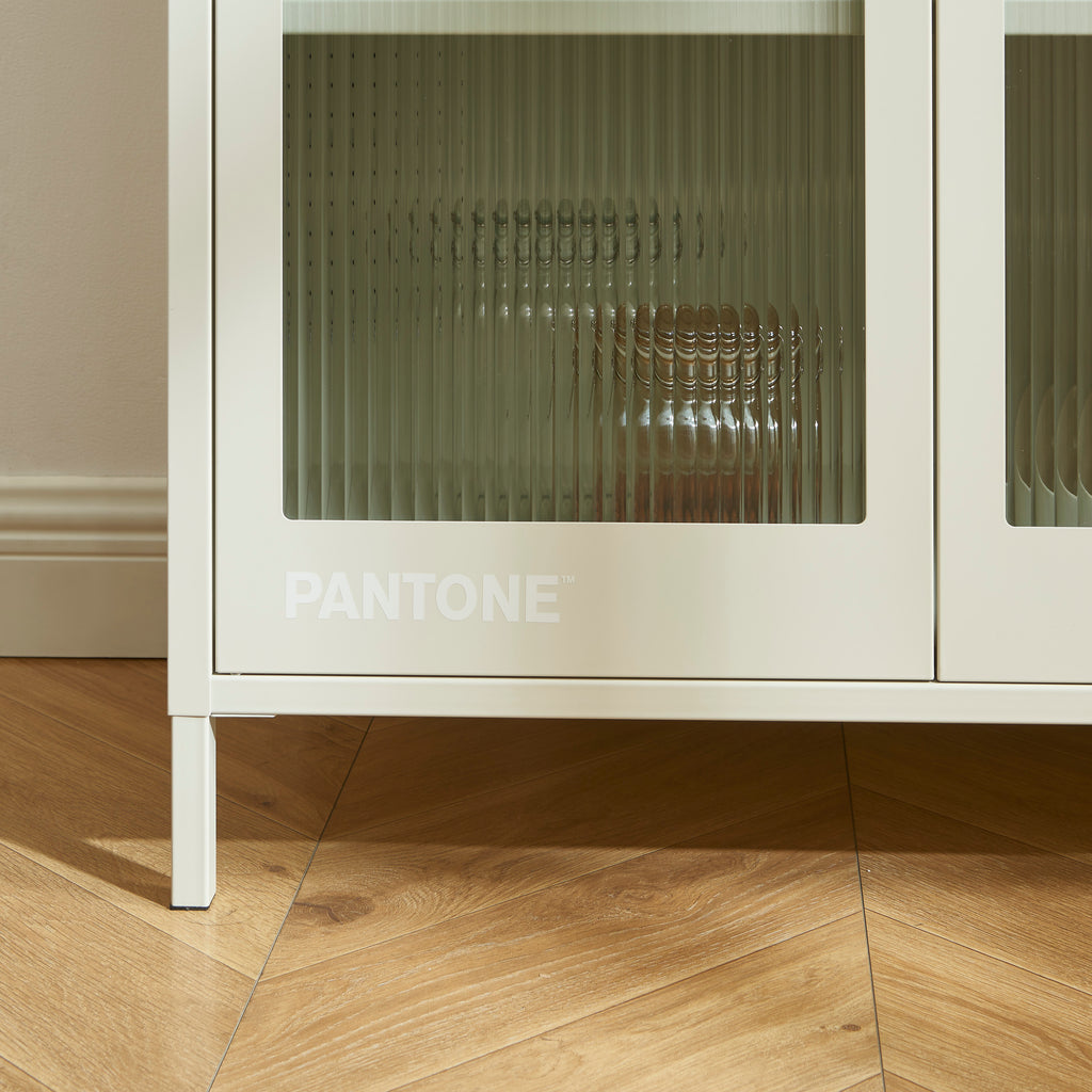 PANTONE® Fluted Glass Metal Display Cabinet – Sand