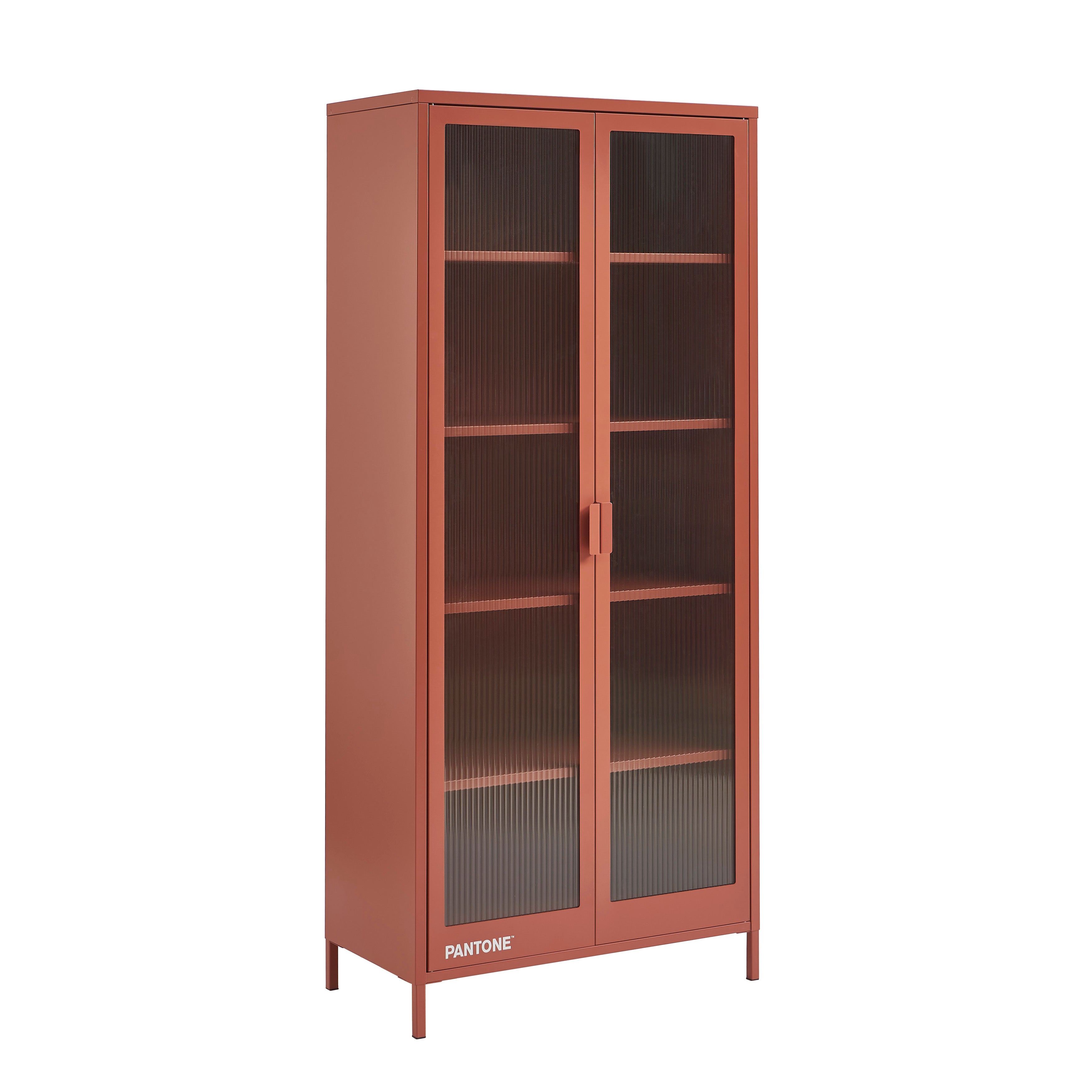 PANTONE® Fluted Glass Metal Display Cabinet – Terracotta