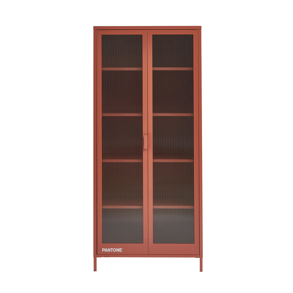 PANTONE® Fluted Glass Metal Display Cabinet – Terracotta