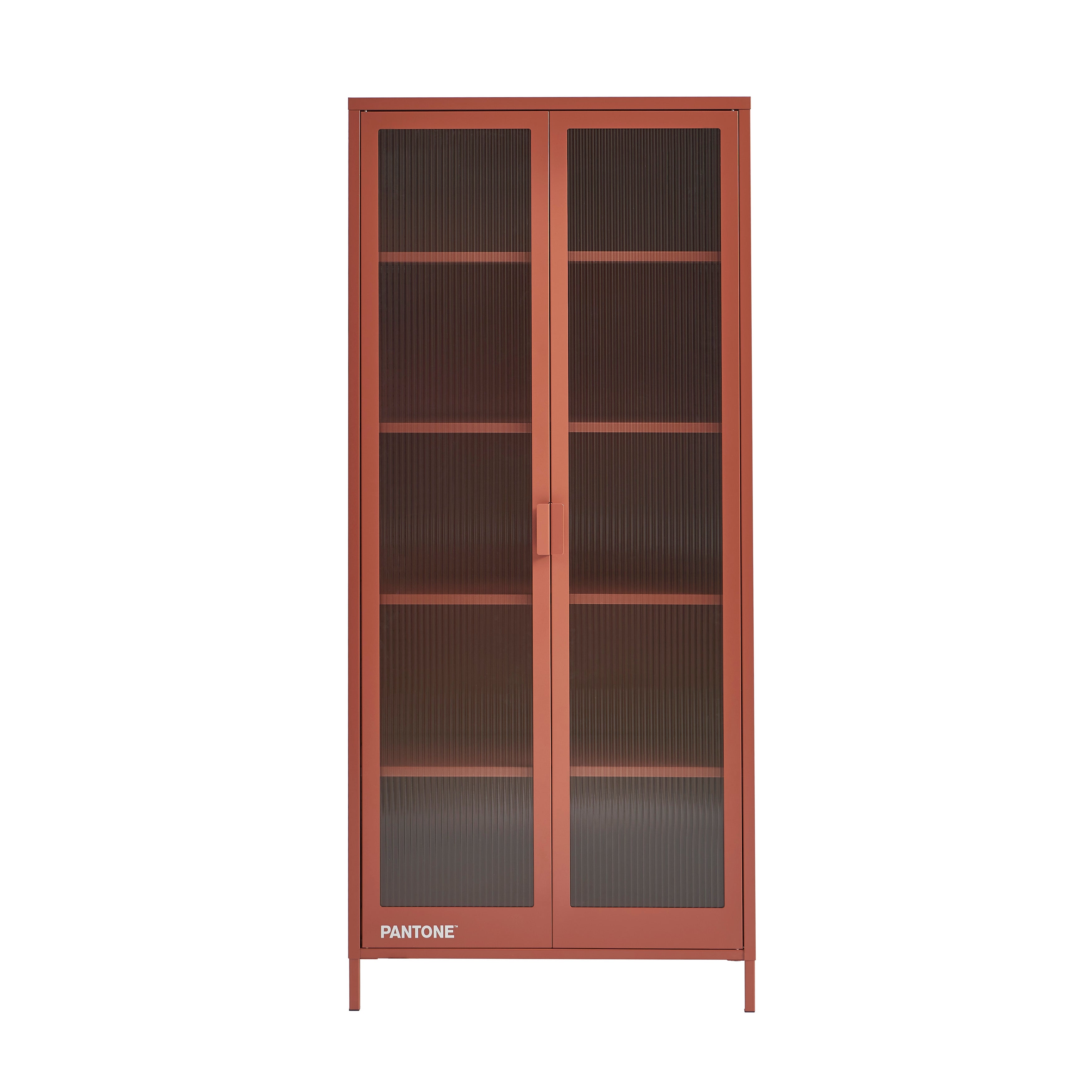 PANTONE® Fluted Glass Metal Display Cabinet – Terracotta