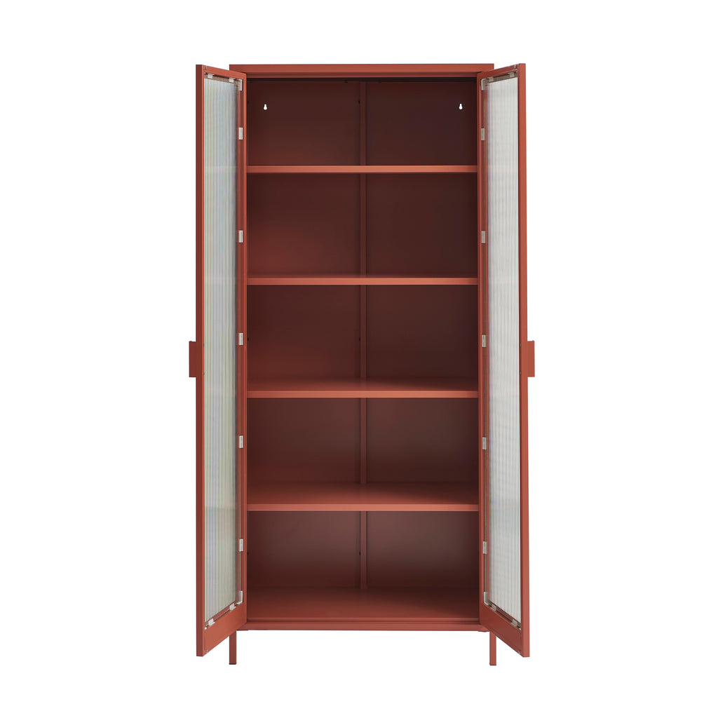 PANTONE® Fluted Glass Metal Display Cabinet – Terracotta