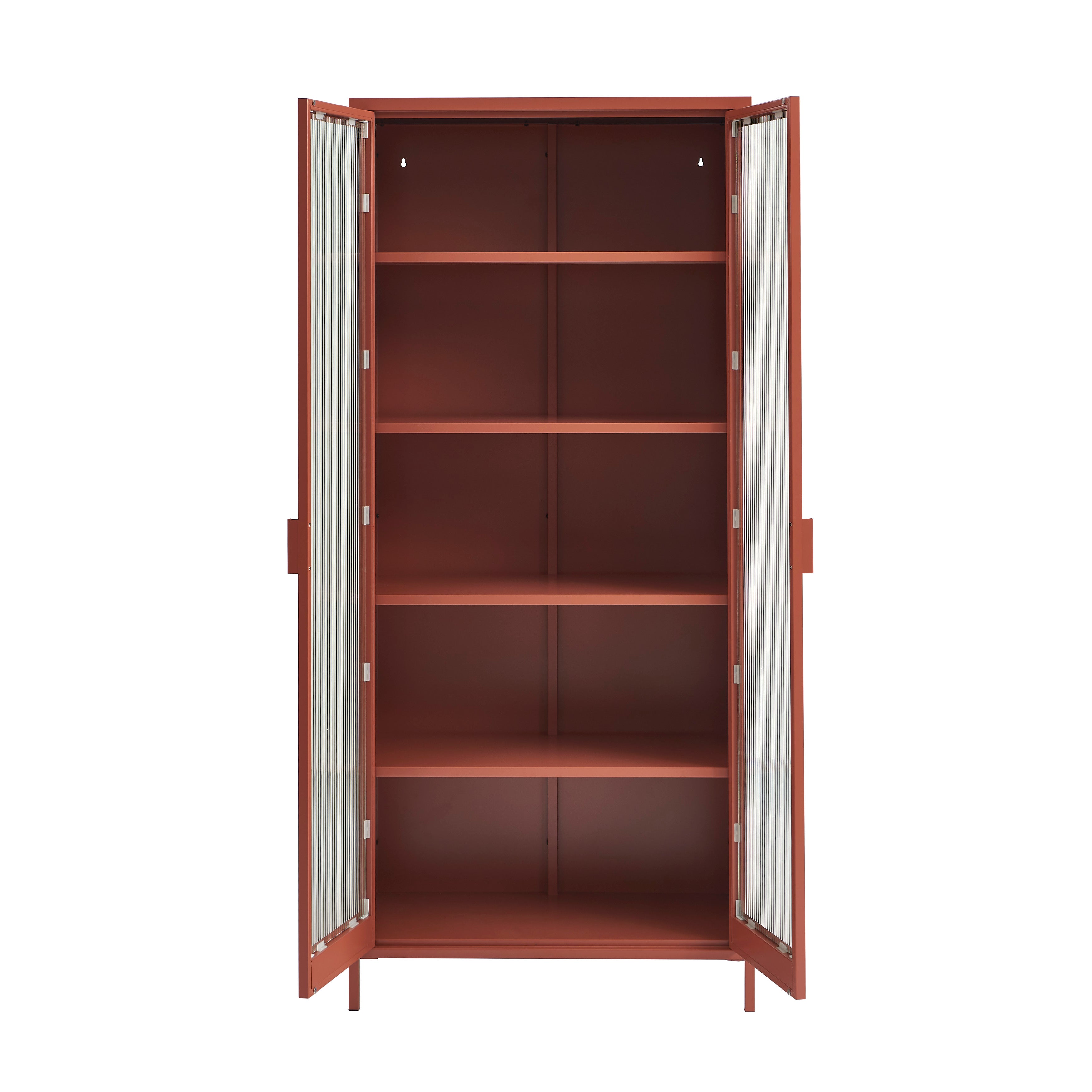 PANTONE® Fluted Glass Metal Display Cabinet – Terracotta