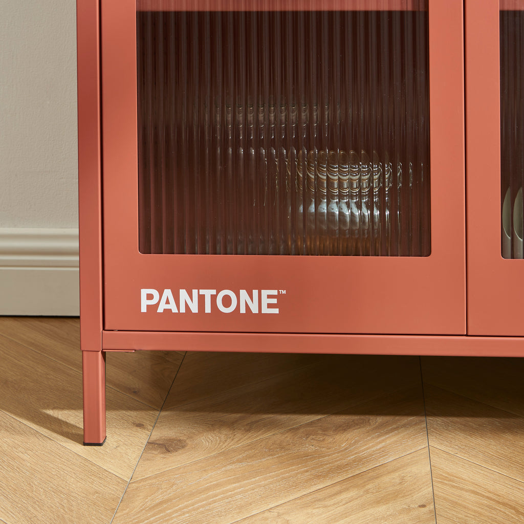 PANTONE® Fluted Glass Metal Display Cabinet – Terracotta