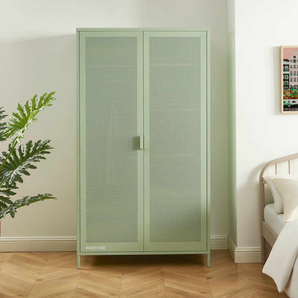 PANTONE® Metal 2-Door Wardrobe – Almond green