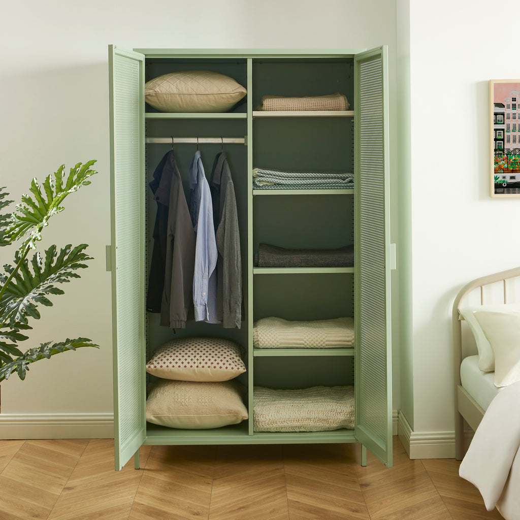 PANTONE® Metal 2-Door Wardrobe – Almond green