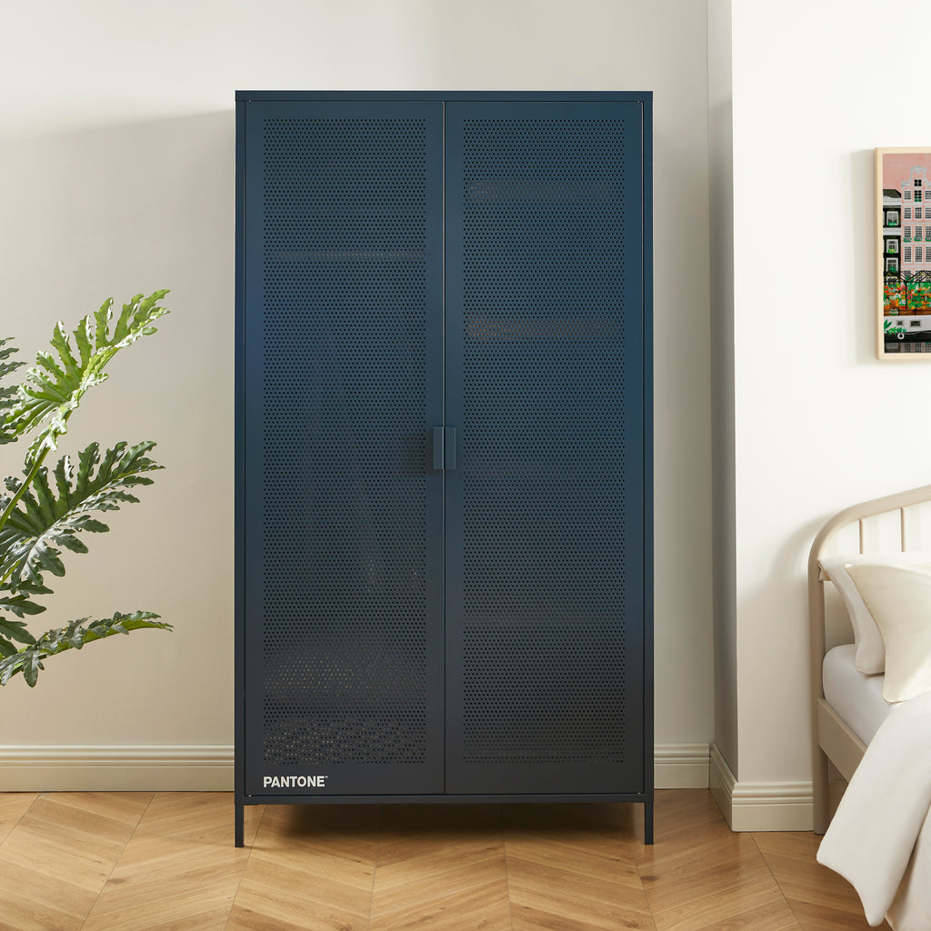 PANTONE® Metal 2-Door Wardrobe – Midnight blue