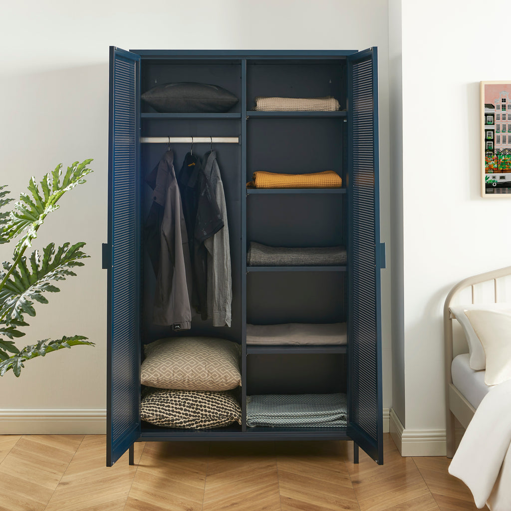 PANTONE® Metal 2-Door Wardrobe – Midnight blue