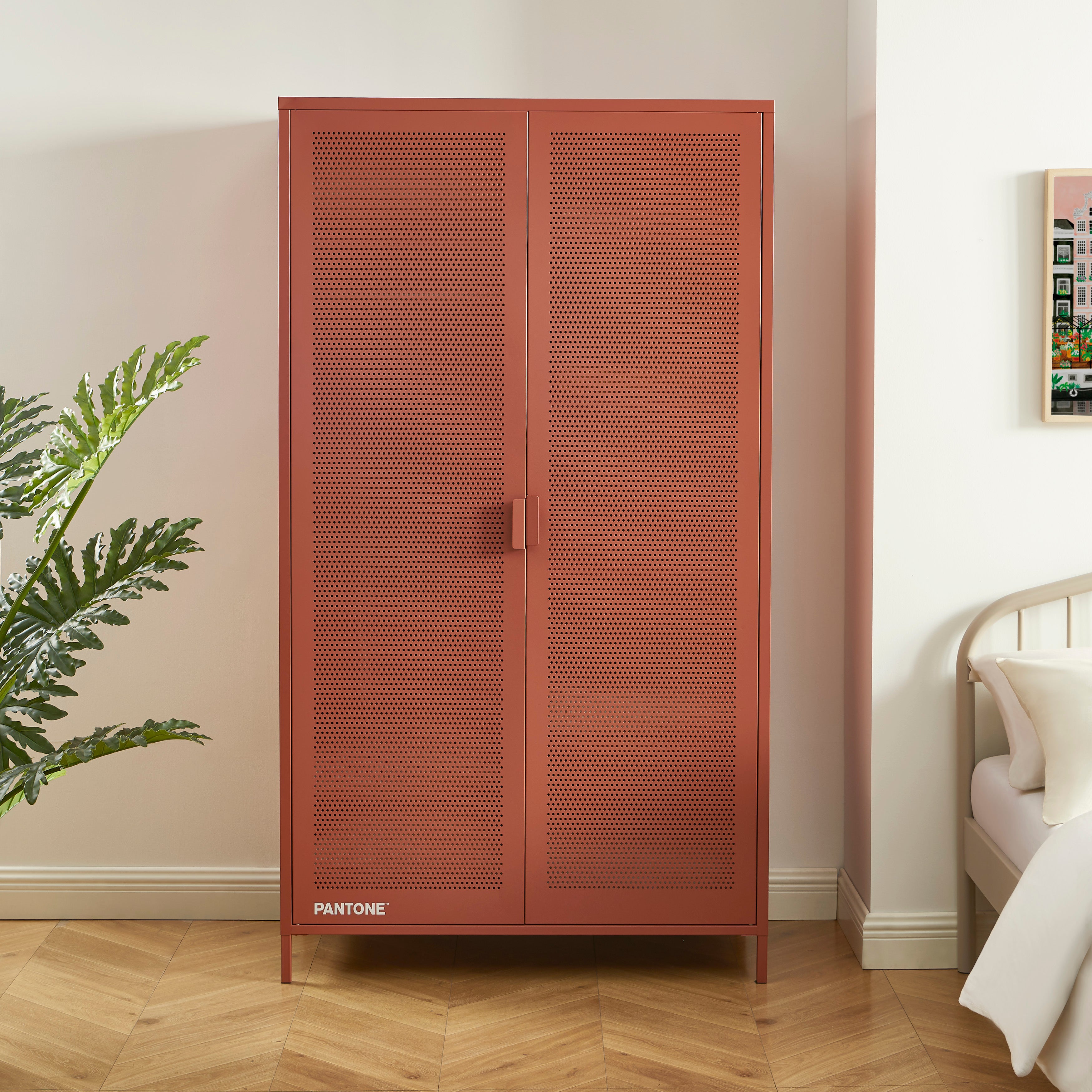 PANTONE® Metal 2-Door Wardrobe – Terracotta