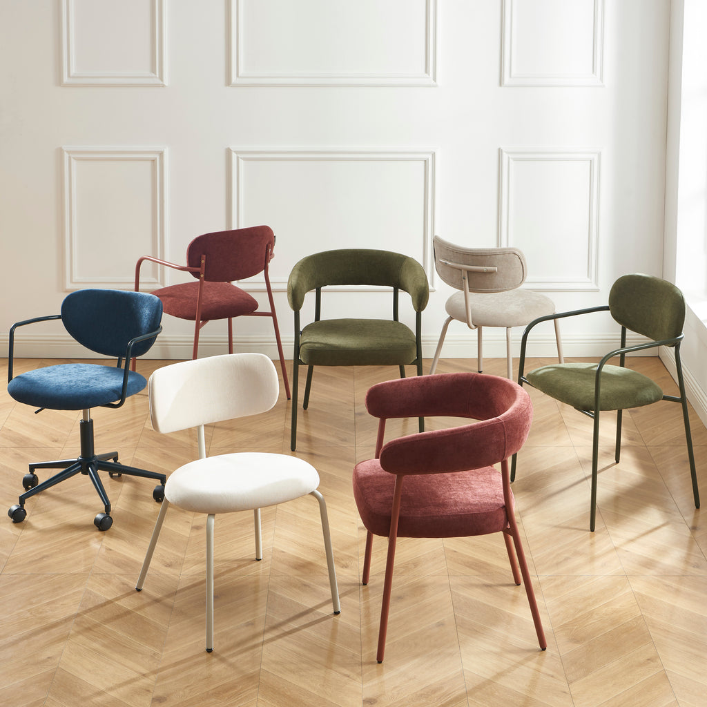 PANTONE® Set of 2 Dining Chairs with Fabric Seat and Metal Armrests – Terracotta