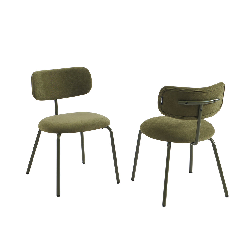 PANTONE® Set of 2 Dining Chairs with Fabric Seat and Metal Legs – Olive green