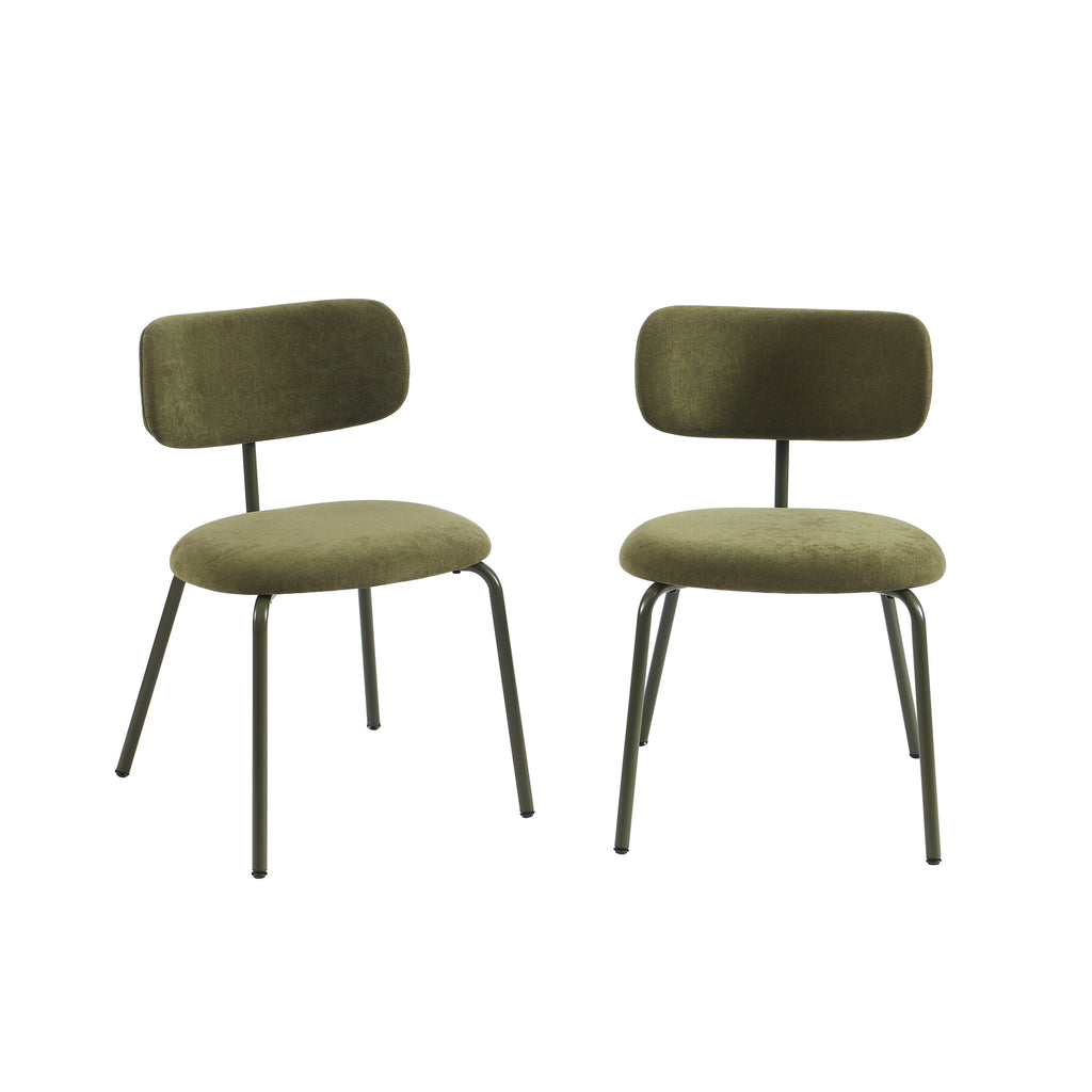 PANTONE® Set of 2 Dining Chairs with Fabric Seat and Metal Legs – Olive green