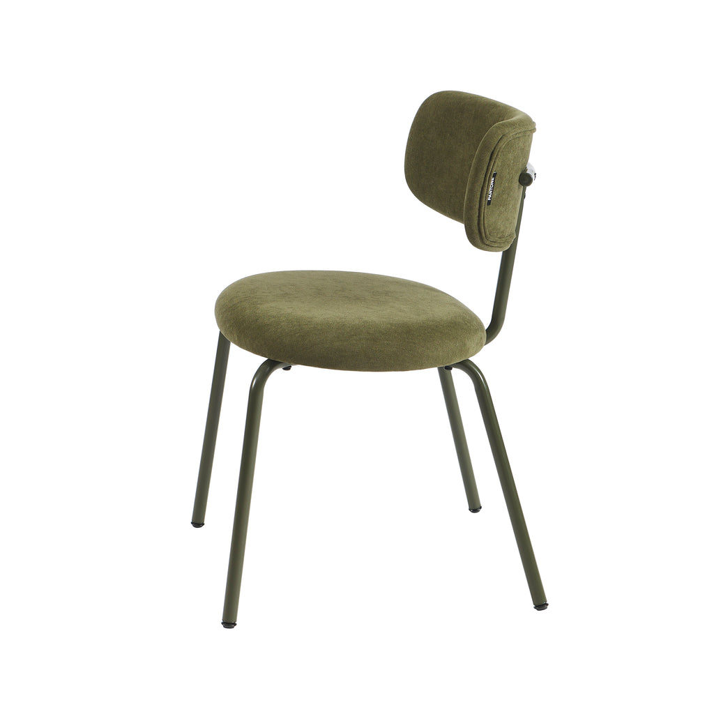 PANTONE® Set of 2 Dining Chairs with Fabric Seat and Metal Legs – Olive green
