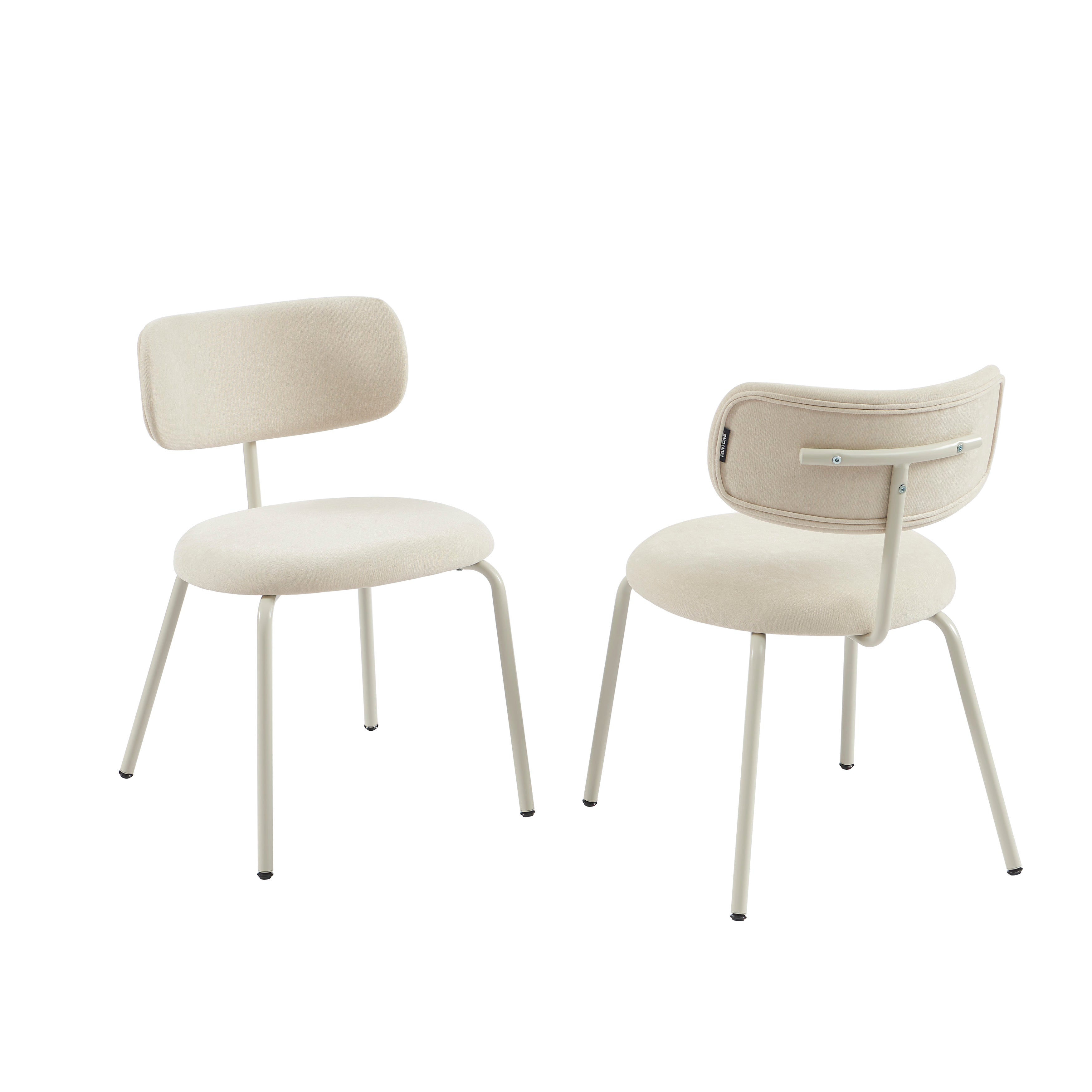 PANTONE® Set of 2 Dining Chairs with Fabric Seat and Metal Legs – Sand