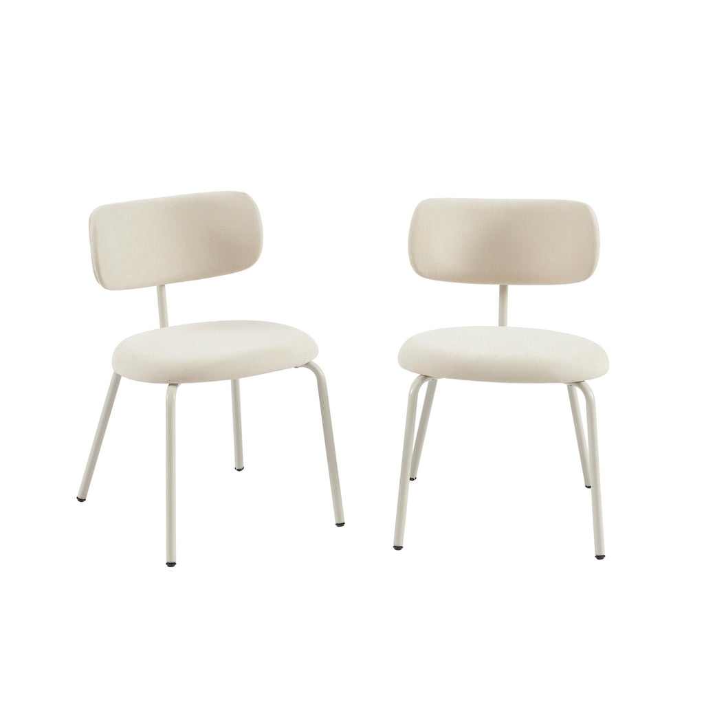 PANTONE® Set of 2 Dining Chairs with Fabric Seat and Metal Legs – Sand