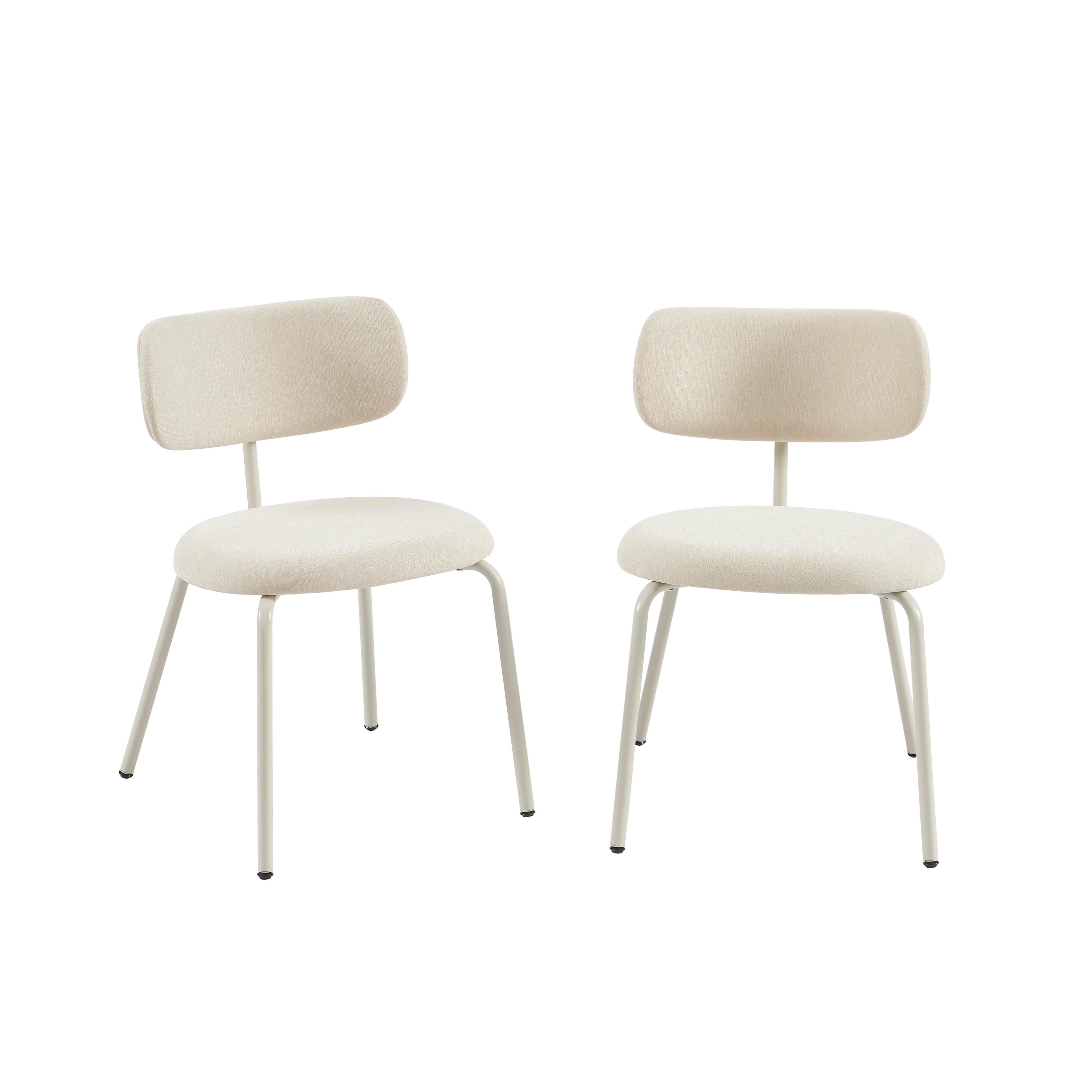 PANTONE® Set of 2 Dining Chairs with Fabric Seat and Metal Legs – Sand