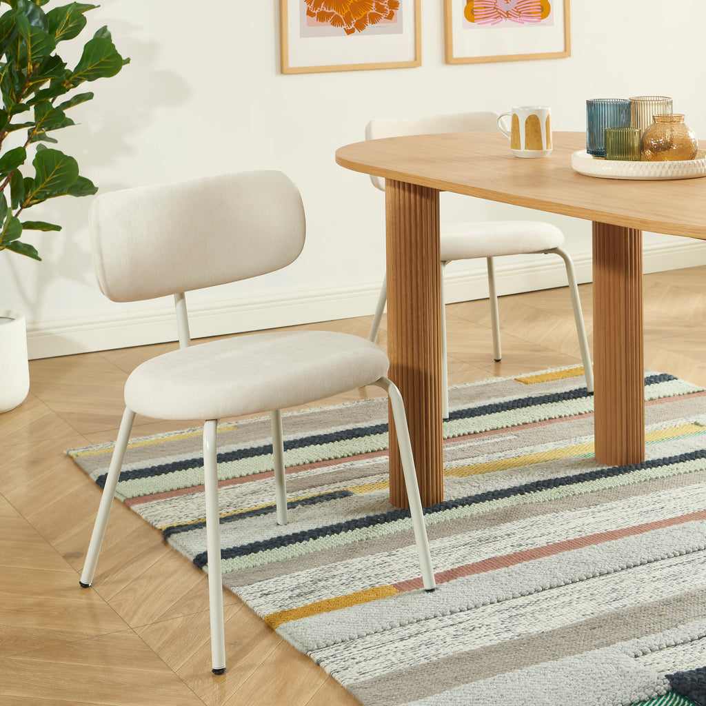 PANTONE® Set of 2 Dining Chairs with Fabric Seat and Metal Legs – Sand
