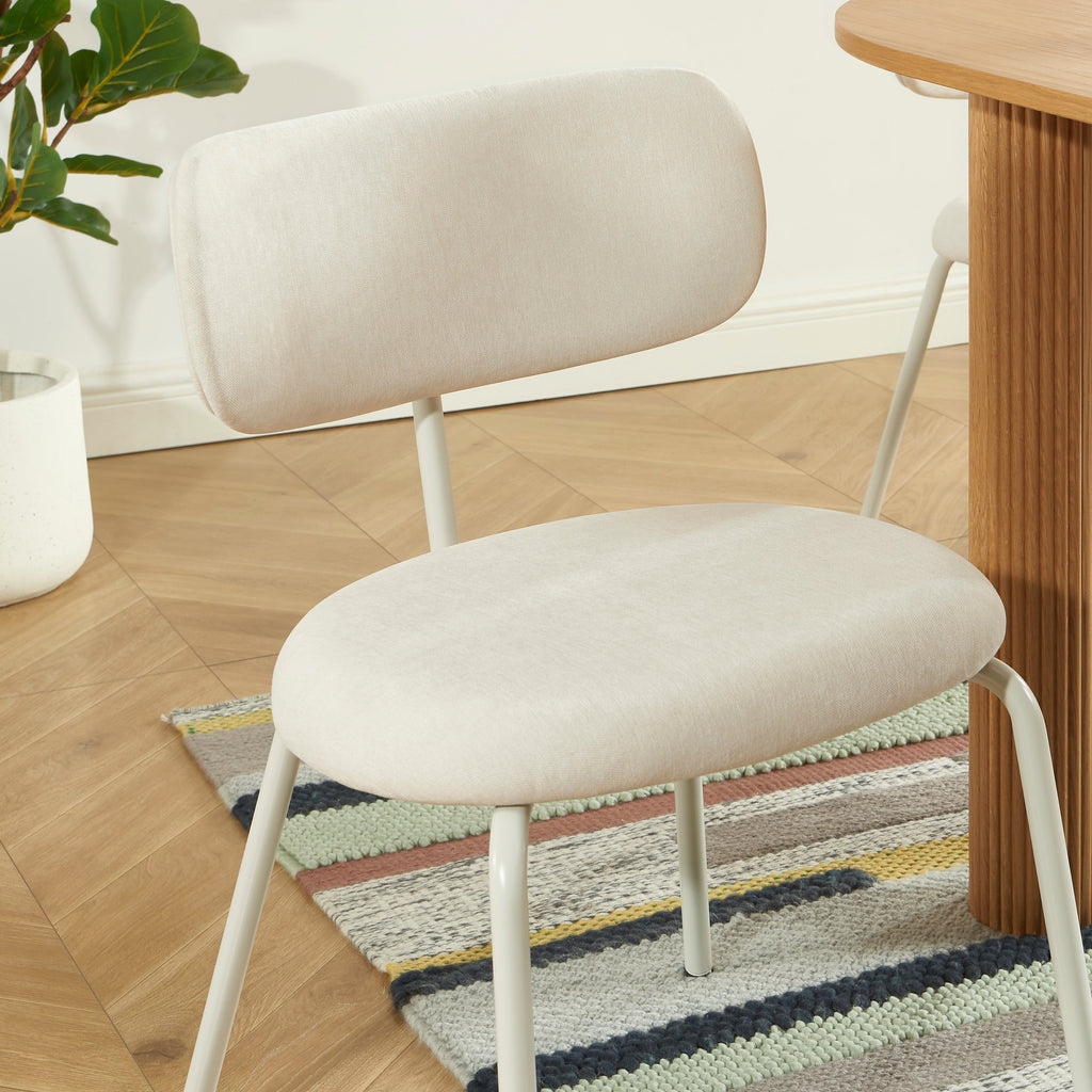 PANTONE® Set of 2 Dining Chairs with Fabric Seat and Metal Legs – Sand