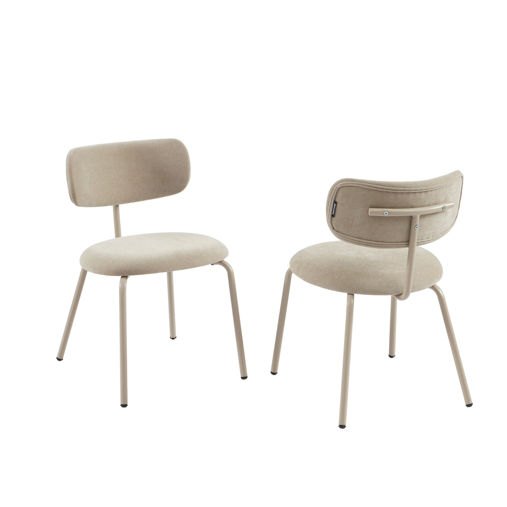 PANTONE® Set of 2 Dining Chairs with Fabric Seat and Metal Legs – Taupe