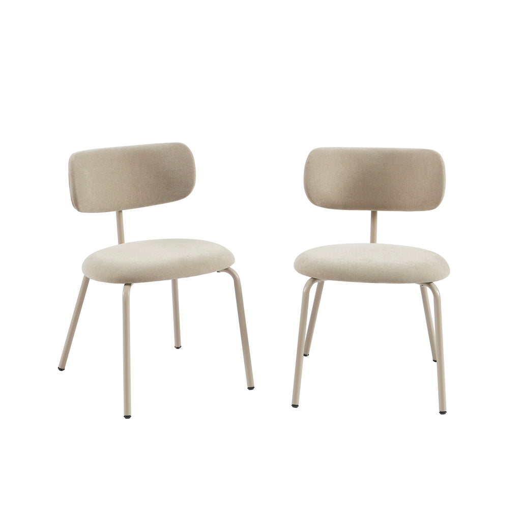 PANTONE® Set of 2 Dining Chairs with Fabric Seat and Metal Legs – Taupe