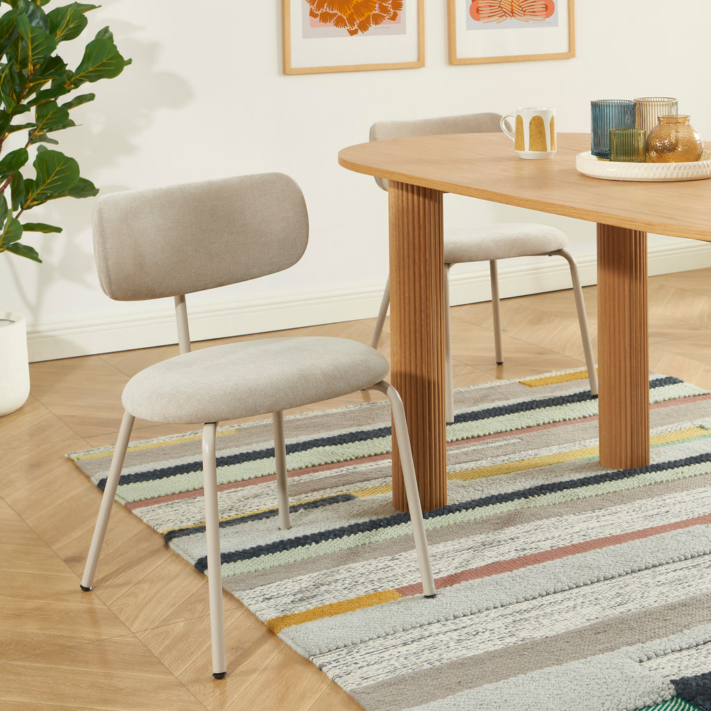 PANTONE® Set of 2 Dining Chairs with Fabric Seat and Metal Legs – Taupe