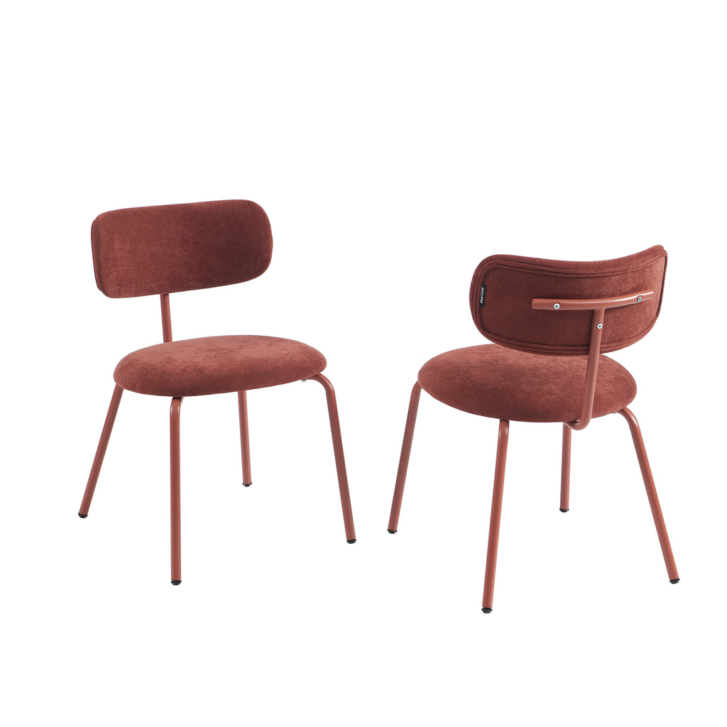 PANTONE® Set of 2 Dining Chairs with Fabric Seat and Metal Legs – Terracotta
