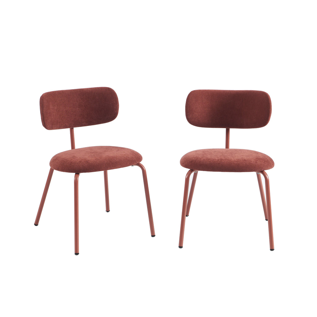 PANTONE® Set of 2 Dining Chairs with Fabric Seat and Metal Legs – Terracotta