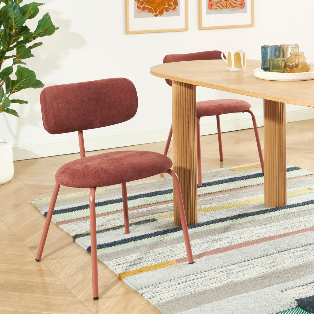 PANTONE® Set of 2 Dining Chairs with Fabric Seat and Metal Legs – Terracotta