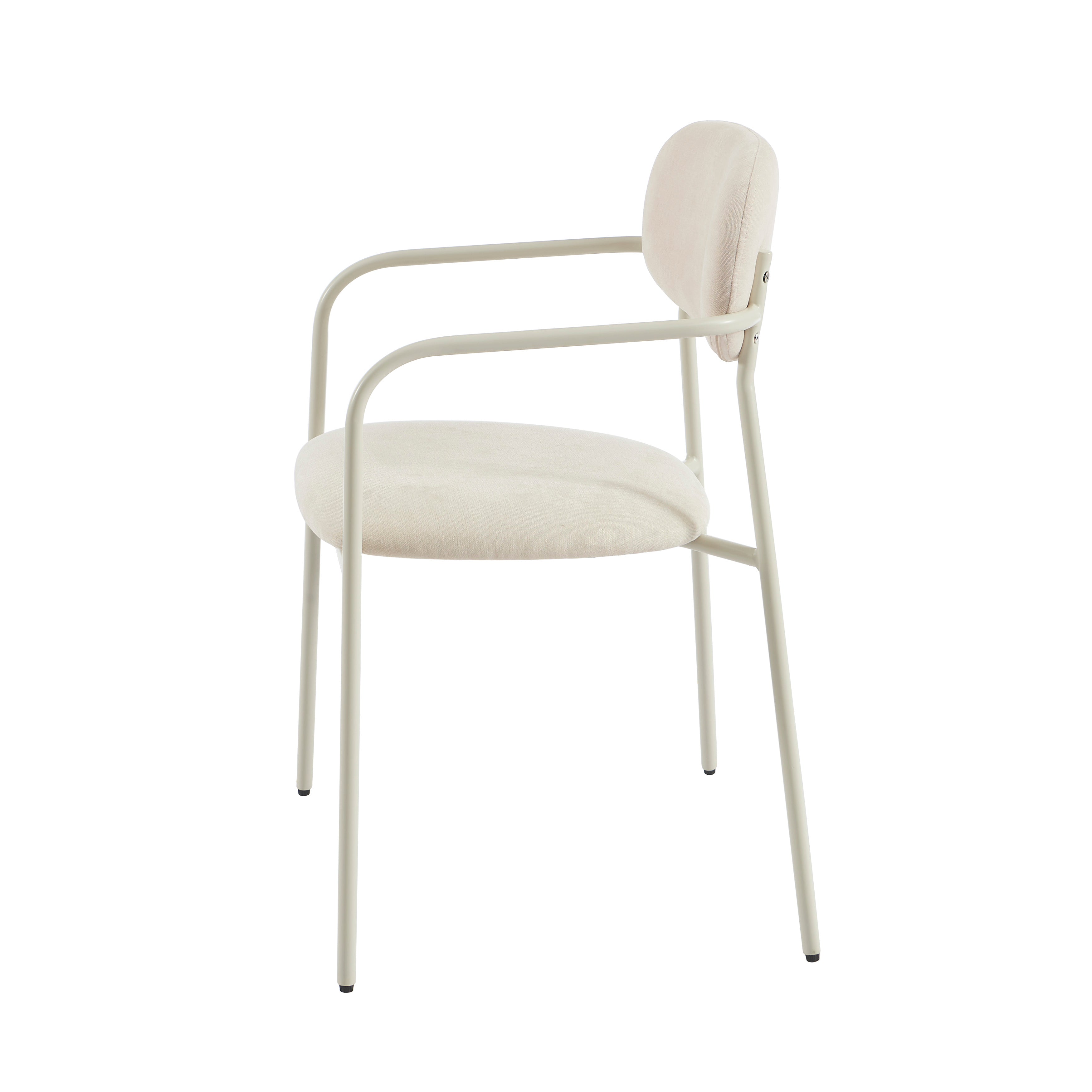 PANTONE® Set of 2 Dining Chairs with Fabric Seat and Metal Armrests – Sand