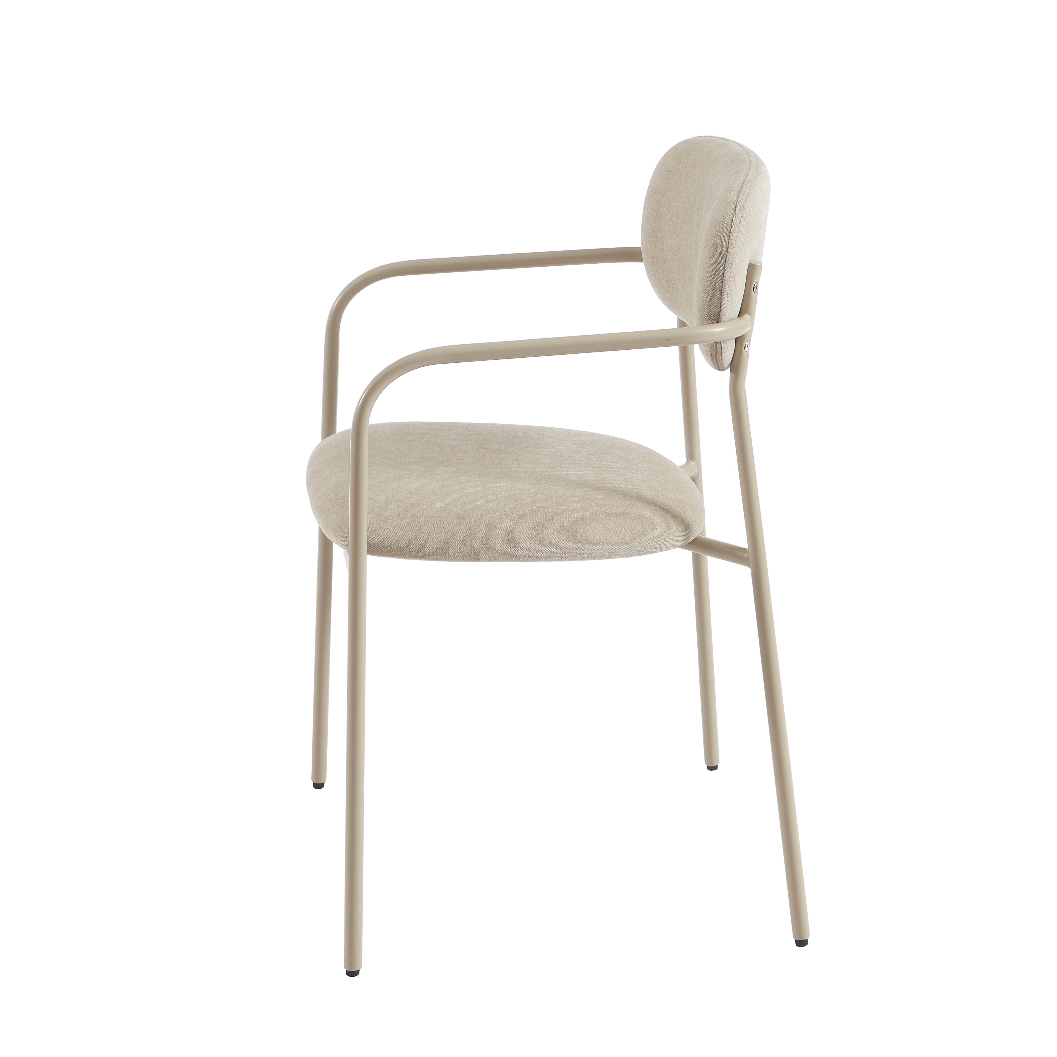 PANTONE® Set of 2 Dining Chairs with Fabric Seat and Metal Armrests – Taupe
