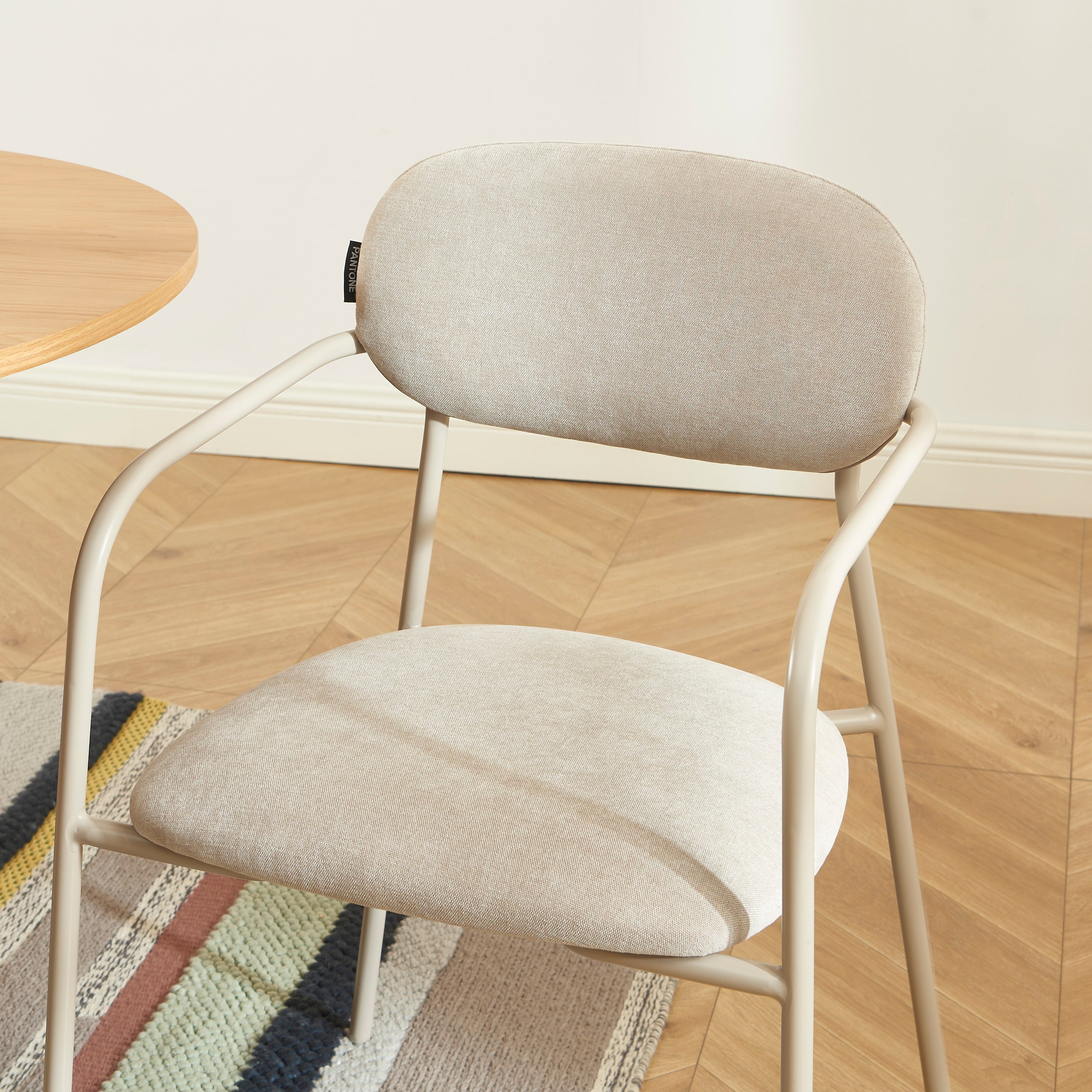 PANTONE® Set of 2 Dining Chairs with Fabric Seat and Metal Armrests – Taupe