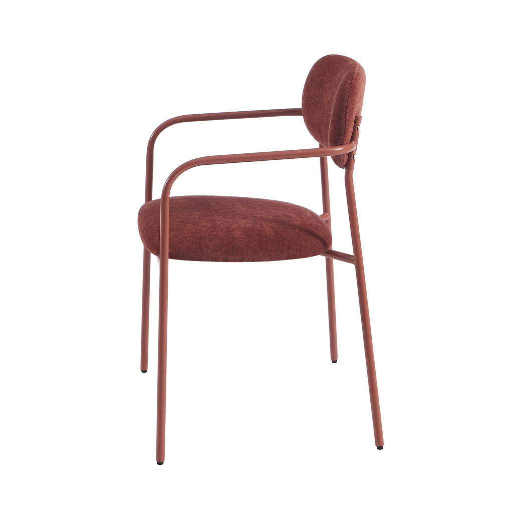PANTONE® Set of 2 Dining Chairs with Fabric Seat and Metal Armrests – Terracotta