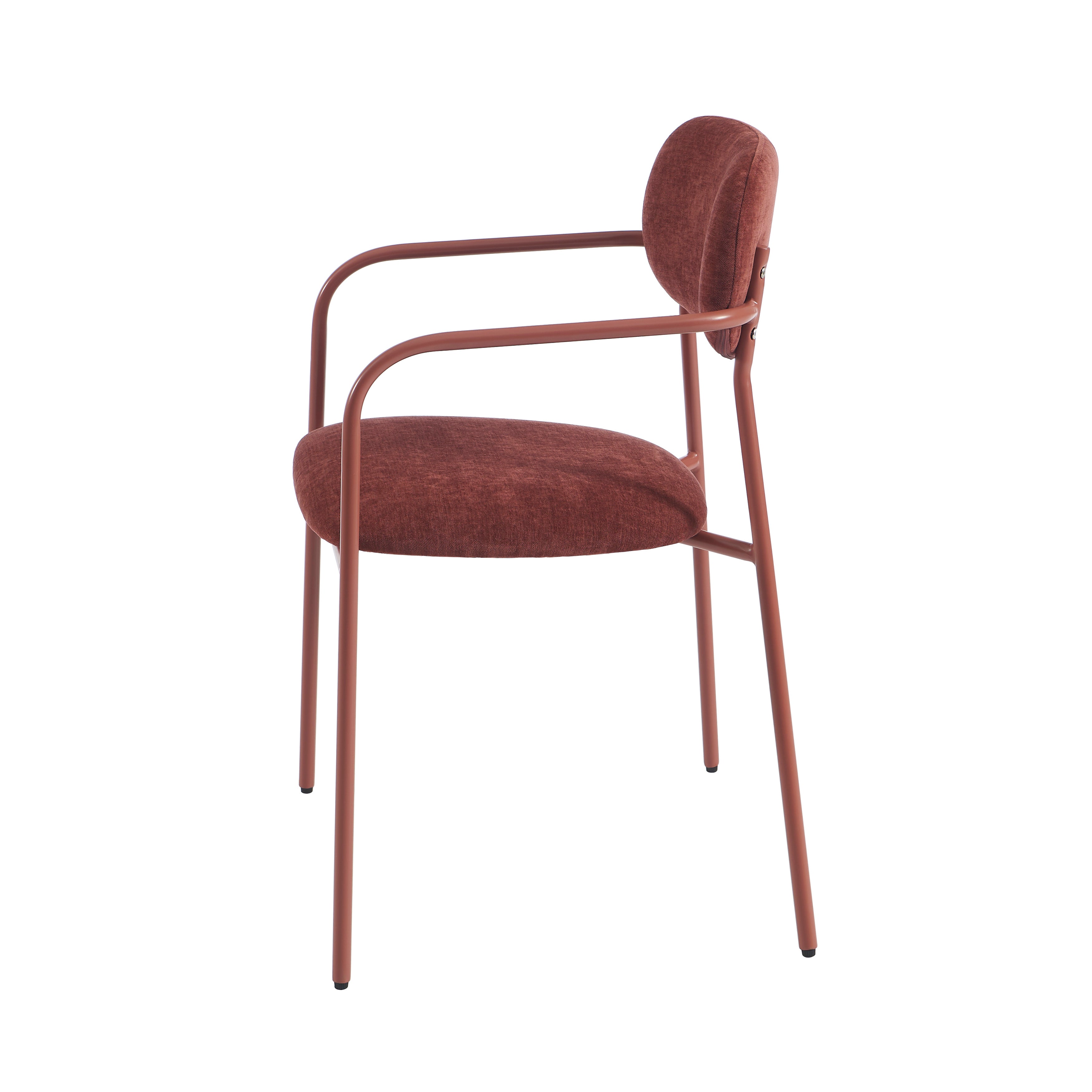 PANTONE® Set of 2 Dining Chairs with Fabric Seat and Metal Armrests – Terracotta