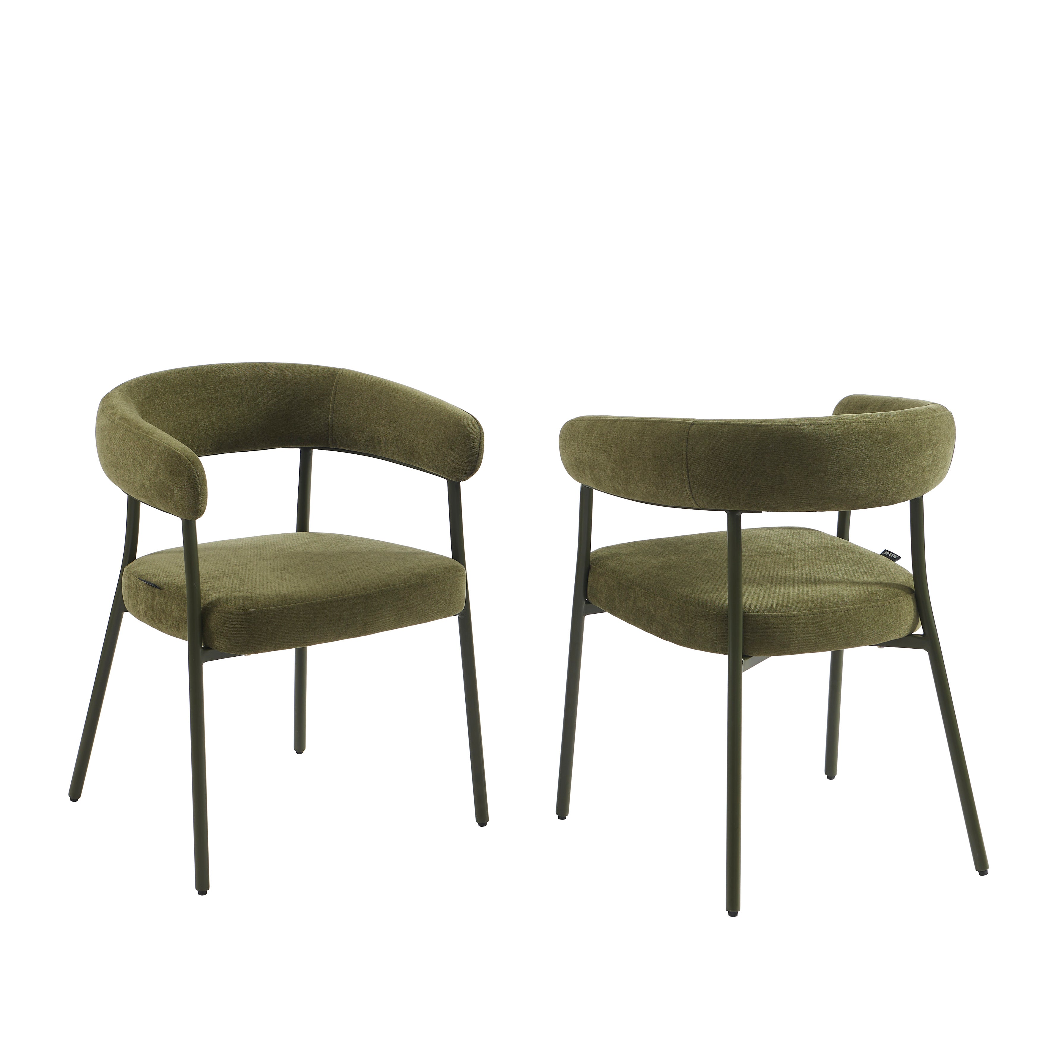 PANTONE® Set of 2 Dining Chairs with Fabric Seat and Metal Legs – Olive green