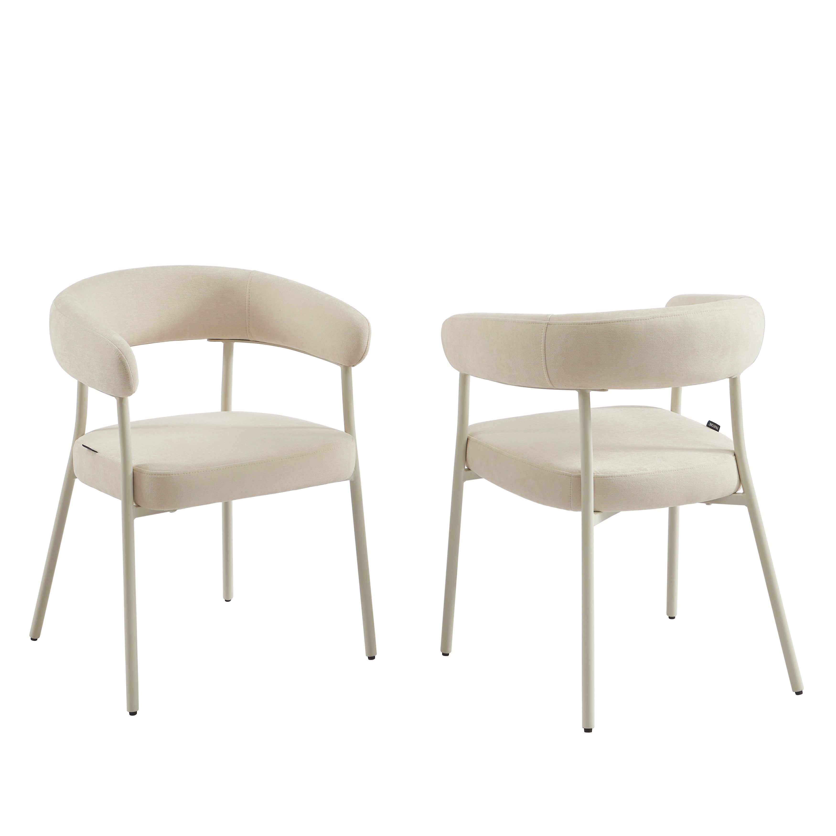 PANTONE® Set of 2 Dining Chairs with Fabric Seat and Metal Legs – Sand