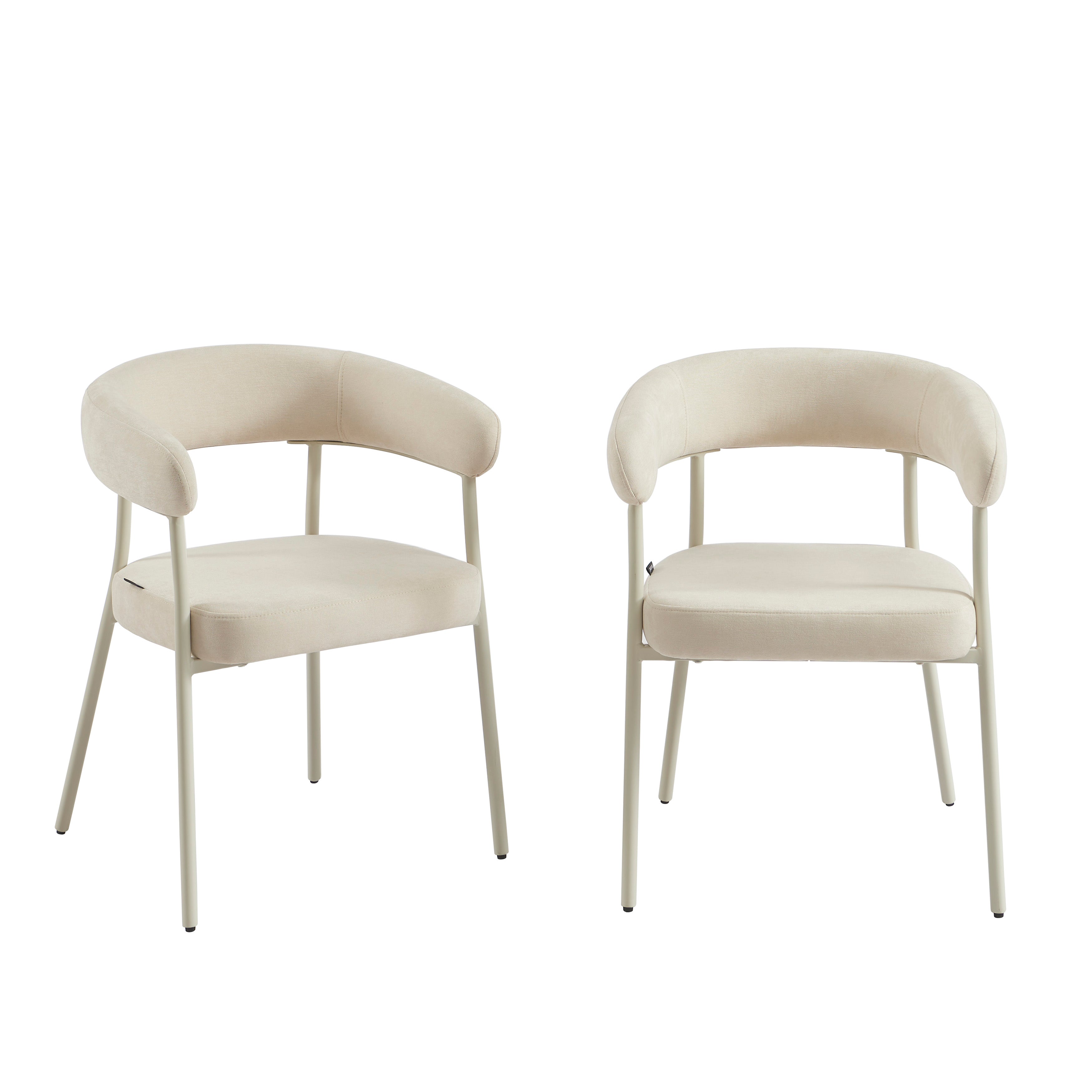 PANTONE® Set of 2 Dining Chairs with Fabric Seat and Metal Legs – Sand